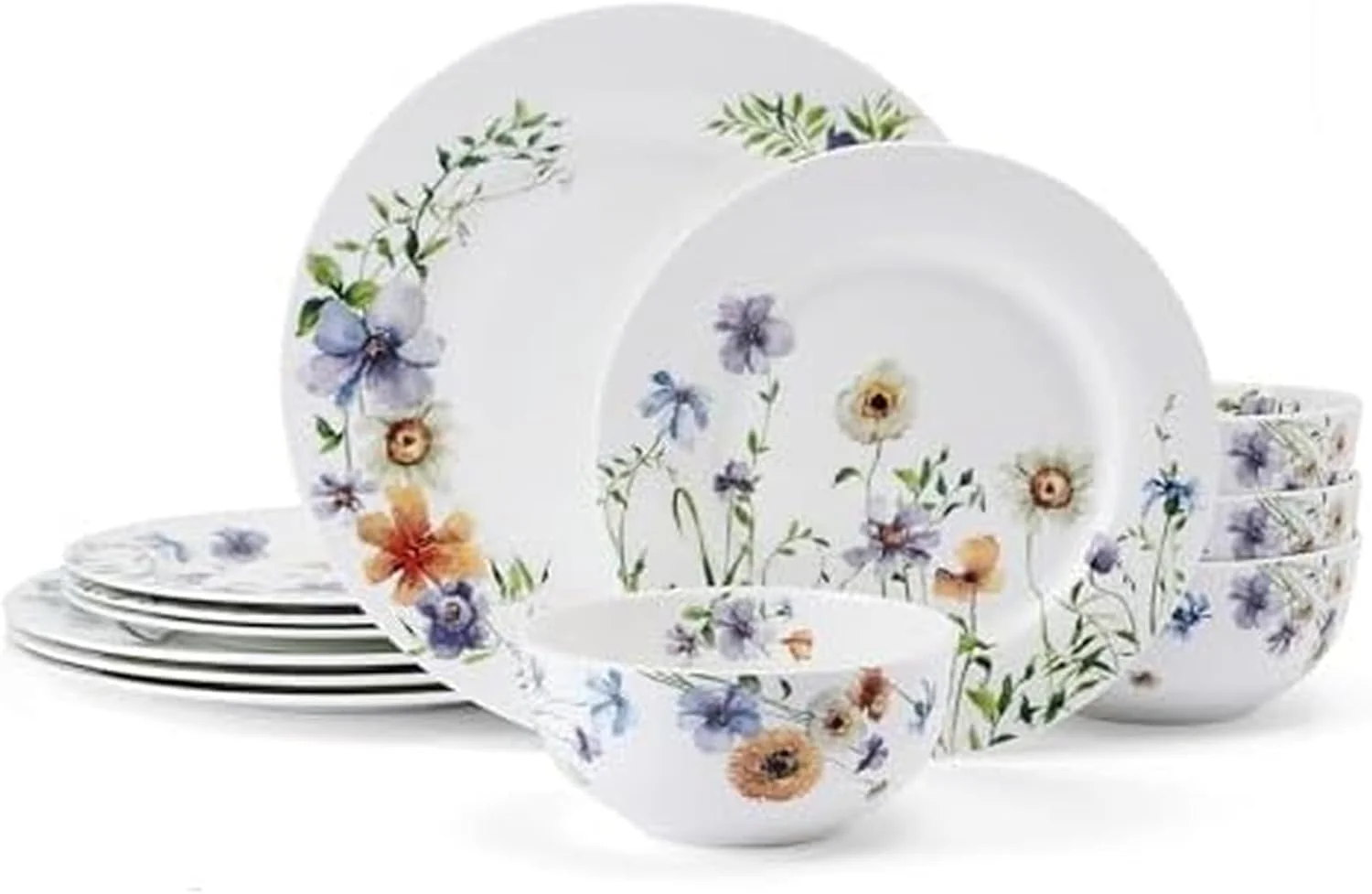 سرویس غذاخوری 12 پارچه میکاسا آدرینا با طرح گل های آبرنگی، چینی استخوانی سبک و مقاوم در برابر لب پر شدن، مناسب برای 4 نفر، سفید سرویس غذاخوری 12 پارچه میکاسا آدرینا با طرح گل های آبرنگی، چینی استخوانی سبک و مقاوم در برابر لب پر شدن، مناسب برای 4 نفر، سفید