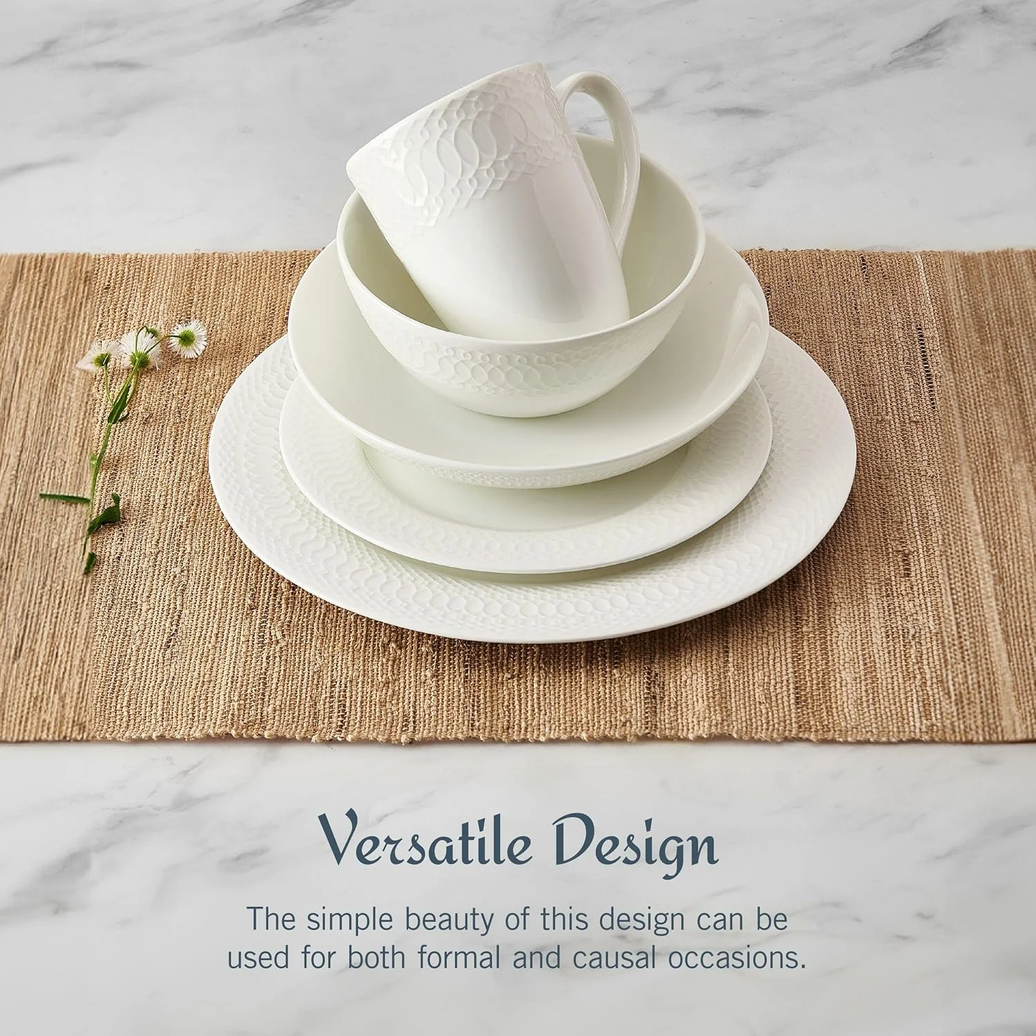 سرویس غذاخوری 40 پارچه چینی استخوانی میکاسا لوی، بشقاب و کاسه های برجسته، مقاوم در برابر لب پر شدن، سبک وزن، شیک و بادوام، مناسب برای 8 نفر، سفید سرویس غذاخوری 40 پارچه چینی استخوانی میکاسا لوی، بشقاب و کاسه های برجسته، مقاوم در برابر لب پر شدن، سبک وزن، شیک و بادوام، مناسب برای 8 نفر، سفید