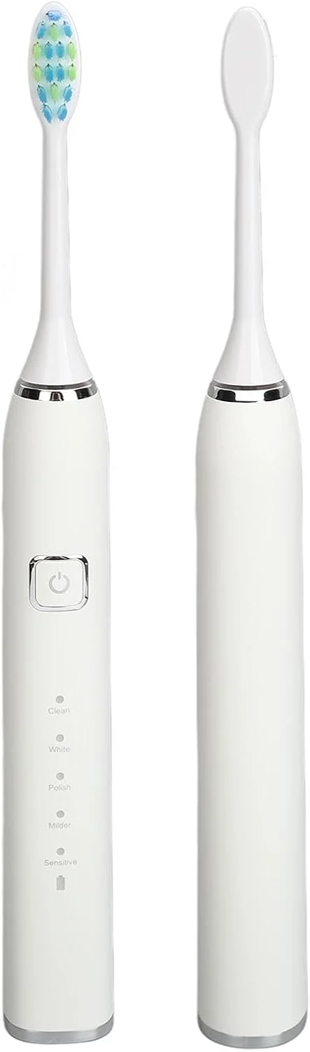 مسواک برقی هوشمند Domary با 5 حالت، ضد آب IPX7، پایه شارژ 1200mAh، به همراه سری مسواک مناسب منزل و مسافرت (سفید)