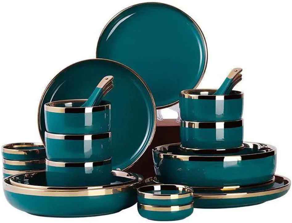 ست ظروف غذاخوری سرامیکی به سبک نوردیک، ظروف مدرن و لوکس، ست بشقاب غذاخوری ترکیبی برای 6 نفر ست ظروف غذاخوری سرامیکی به سبک نوردیک، ظروف مدرن و لوکس، ست بشقاب غذاخوری ترکیبی برای 6 نفر