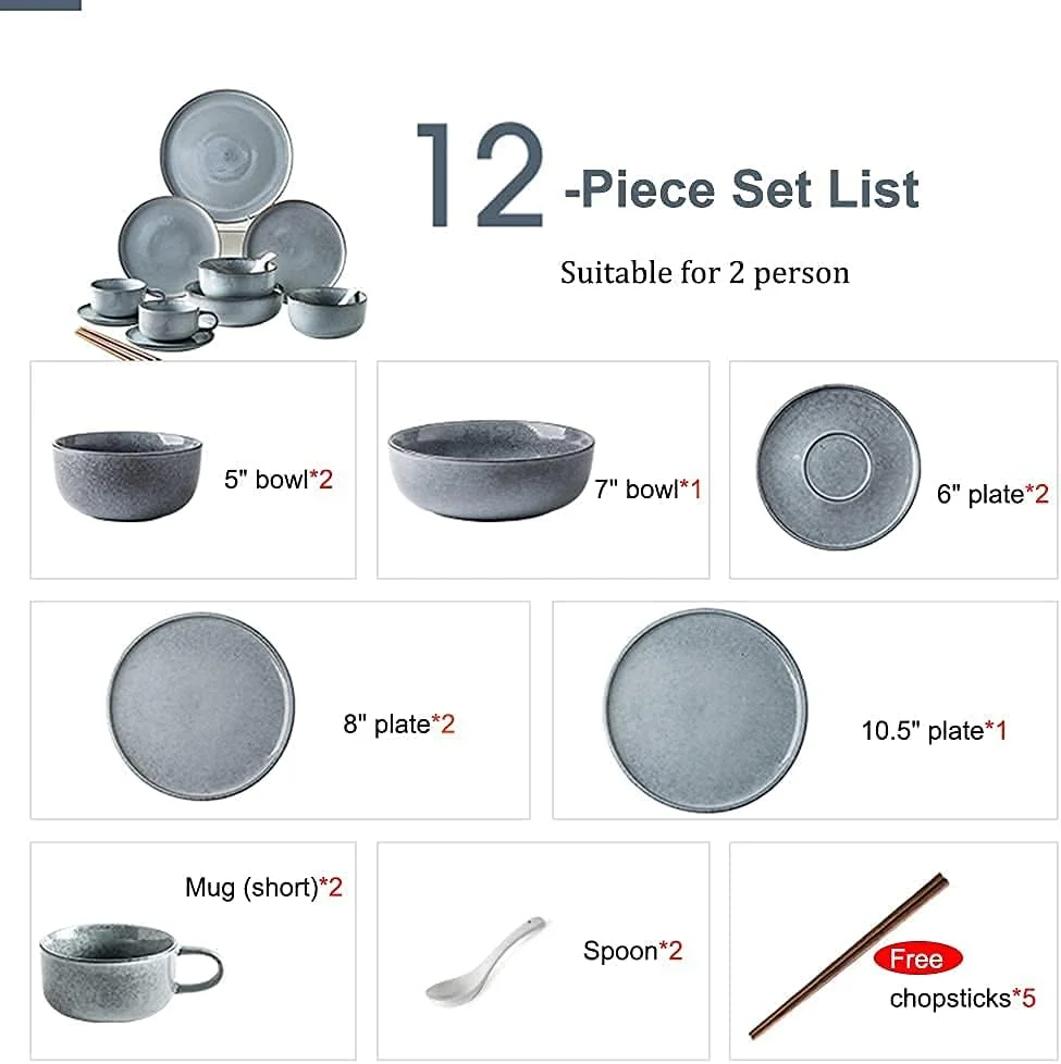 ست ظروف غذاخوری چینی ظریف، ست ظروف با لعاب کوره ای رترو، ست بشقاب و کاسه سرامیکی، سرویس مدرن و خلاقانه وینتیج برای 1/2/6 نفر ست ظروف غذاخوری چینی ظریف، ست ظروف با لعاب کوره ای رترو، ست بشقاب و کاسه سرامیکی، سرویس مدرن و خلاقانه وینتیج برای 1/2/6 نفر