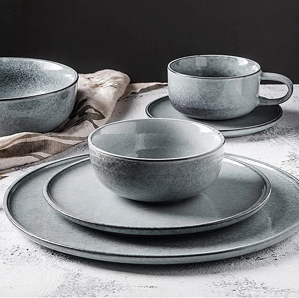 ست ظروف غذاخوری چینی ظریف، ست ظروف با لعاب کوره ای رترو، ست بشقاب و کاسه سرامیکی، سرویس مدرن و خلاقانه وینتیج برای 1/2/6 نفر ست ظروف غذاخوری چینی ظریف، ست ظروف با لعاب کوره ای رترو، ست بشقاب و کاسه سرامیکی، سرویس مدرن و خلاقانه وینتیج برای 1/2/6 نفر