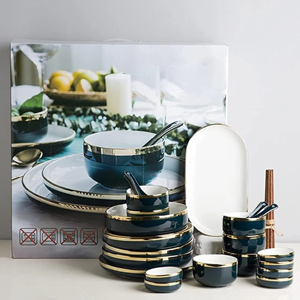 سرویس ظروف غذاخوری چینی، ست بشقاب و کاسه، سرویس ظروف غذاخوری با جوهر رنگی، ست بشقاب و کاسه سرامیکی کلاسیک اروپایی، سرویس ظروف غذاخوری مدرن و خلاقانه، با روکش آبکاری شده سرویس ظروف غذاخوری چینی، ست بشقاب و کاسه، سرویس ظروف غذاخوری با جوهر رنگی، ست بشقاب و کاسه سرامیکی کلاسیک اروپایی، سرویس ظروف غذاخوری مدرن و خلاقانه، با روکش آبکاری شده