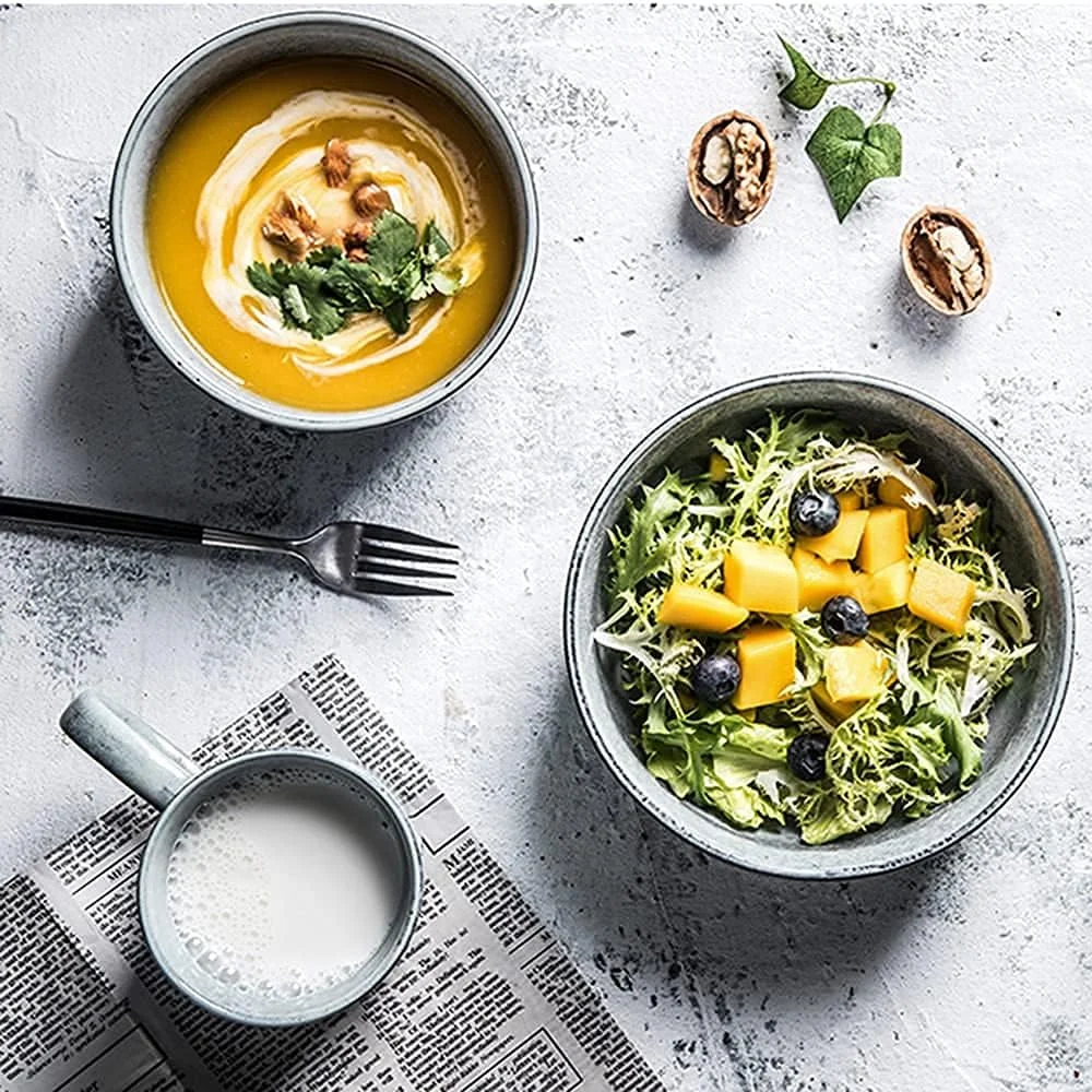 ست ظروف غذاخوری چینی ظریف، ست ظروف با لعاب کوره ای رترو، ست بشقاب و کاسه سرامیکی، سرویس مدرن و خلاقانه وینتیج برای 1/2/6 نفر ست ظروف غذاخوری چینی ظریف، ست ظروف با لعاب کوره ای رترو، ست بشقاب و کاسه سرامیکی، سرویس مدرن و خلاقانه وینتیج برای 1/2/6 نفر