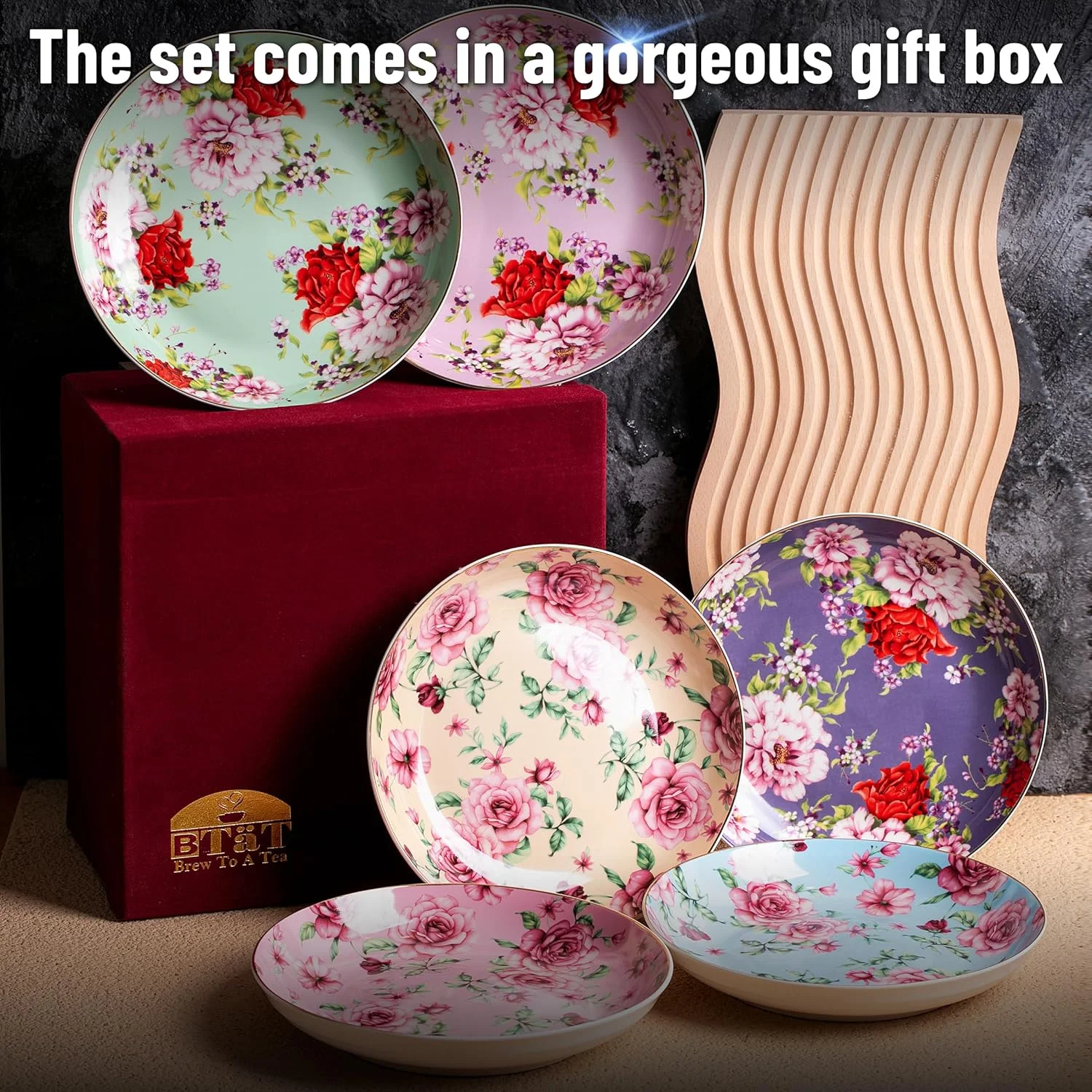 BTaT- بشقاب های گلدار چینی با جعبه هدیه، 8 اینچی، ست 6 عددی، بشقاب های گود، بشقاب های دسر سلطنتی، بشقاب های پیش غذا، بشقاب های گلدار، بشقاب های سالاد، ست بشقاب های کوچک، ظروف کوچک، هدیه ولنتاین BTaT- بشقاب های گلدار چینی با جعبه هدیه، 8 اینچی، ست 6 عددی، بشقاب های گود، بشقاب های دسر سلطنتی، بشقاب های پیش غذا، بشقاب های گلدار، بشقاب های سالاد، ست بشقاب های کوچک، ظروف کوچک، هدیه ولنتاین