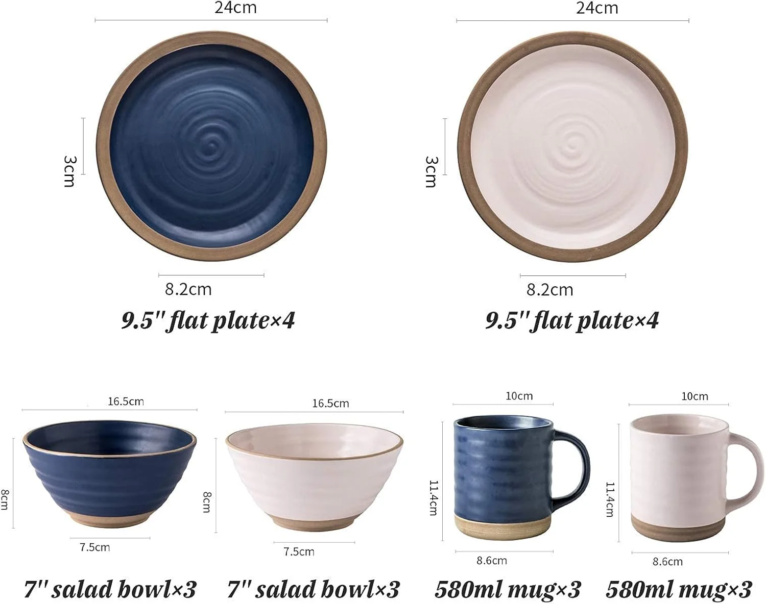 سرویس غذاخوری، سرویس ظروف چینی، ست ترکیبی 20 تکه ظروف سرامیکی دو رنگ مناسب هدیه عروسی | 6 کاسه غلات و 8 بشقاب استیک به همراه 6 ماگ سرویس غذاخوری، سرویس ظروف چینی، ست ترکیبی 20 تکه ظروف سرامیکی دو رنگ مناسب هدیه عروسی | 6 کاسه غلات و 8 بشقاب استیک به همراه 6 ماگ