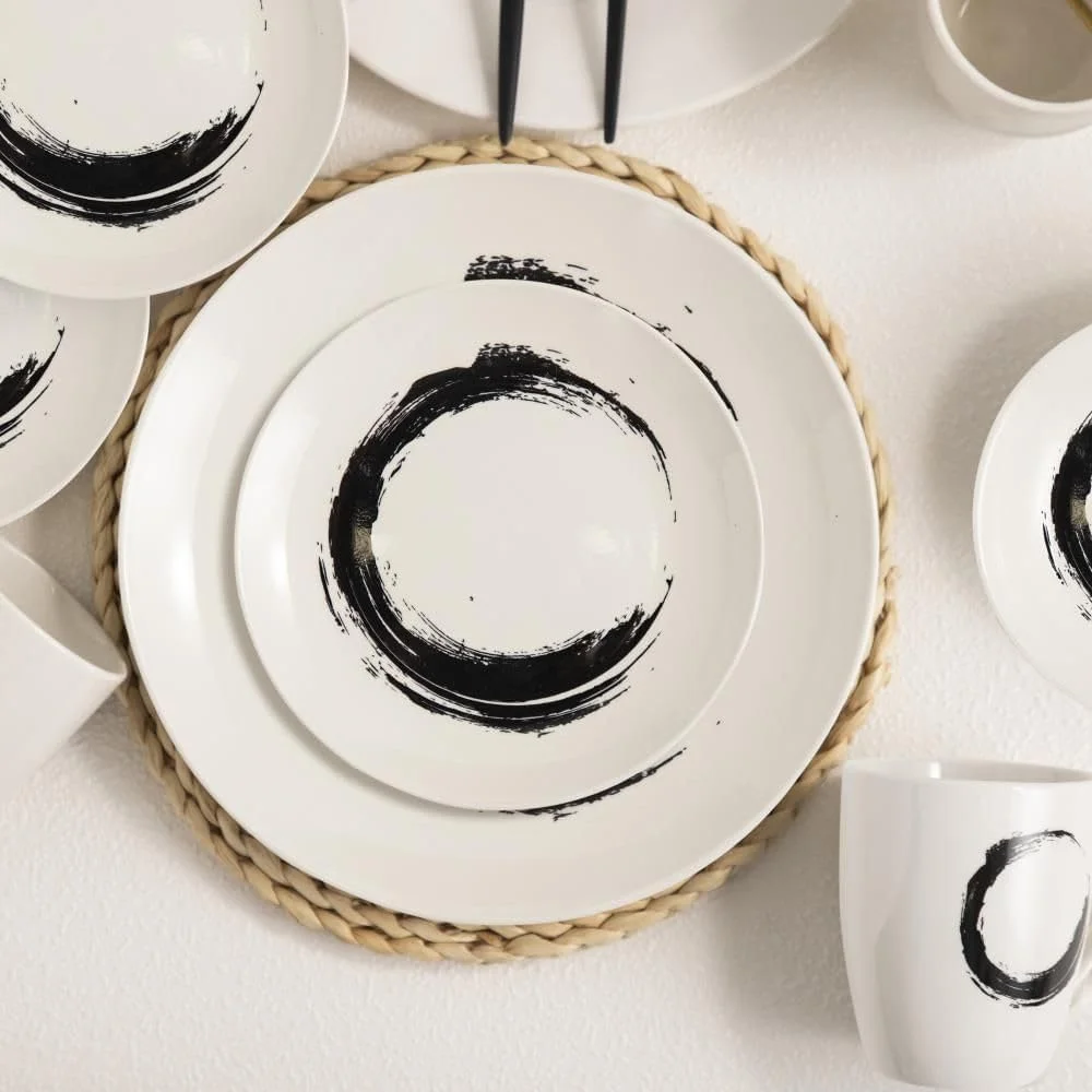 سرویس غذاخوری 16 پارچه چینی رادیانس - ظروف غذاخوری چینی بادوام و شیک با بشقاب، کاسه و لیوان، مناسب برای وعده های غذایی خانوادگی، غذاخوری رسمی، رستوران ها و استفاده روزمره - مناسب برای 4 نفر