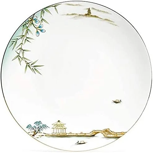 سرویس غذاخوری، سرویس ظروف غذاخوری رستورانی ویژه، سرویس ظروف غذاخوری سرامیکی 32 تکه، کاسه/بشقاب/قاشق | سرویس های غذاخوری چینی استخوانی، ترکیب ظروف چینی طرح ضیافت دریاچه غربی