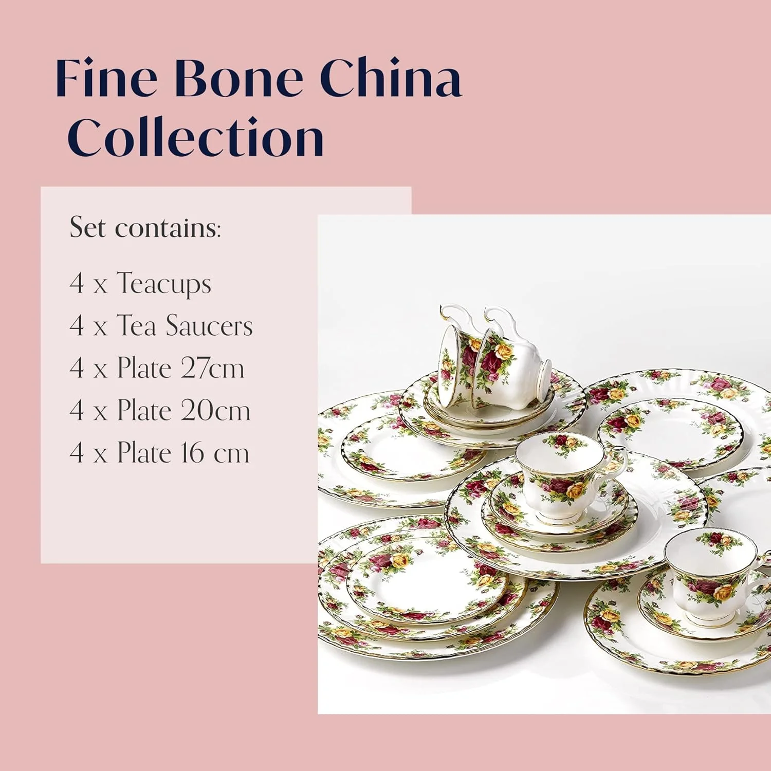 سرویس غذاخوری 20 پارچه رویال آلبرت طرح رزهای قدیمی، چند رنگ