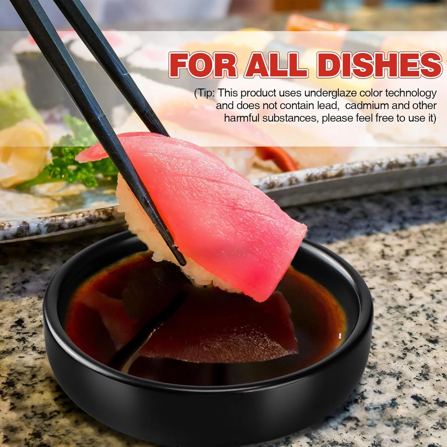 روشتیا 30 عدد پیاله سس سویا سرامیکی 3.5 اینچی، کاسه های کوچک چینی 3 اونسی چند منظوره، ظروف سرو کوچک برای چاشنی، پیش غذا، سس سویا و سوشی (مشکی مات)