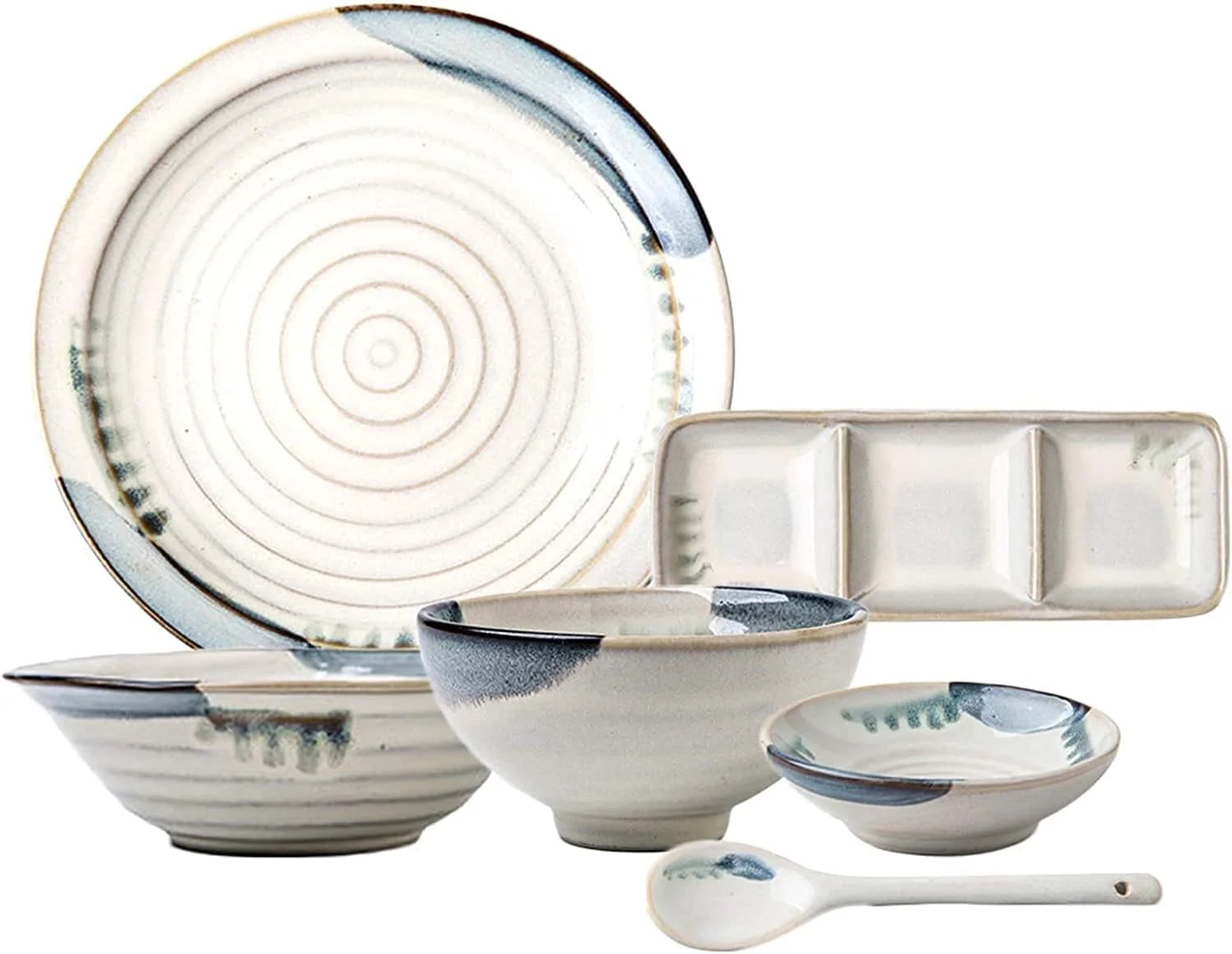 سرویس غذاخوری برای رستوران لوکس و منزل، سرویس های غذاخوری سرامیکی، ست ترکیبی ظروف غذاخوری به سبک ژاپنی 28 تکه | بشقاب استیک چینی سرویس غذاخوری برای رستوران لوکس و منزل، سرویس های غذاخوری سرامیکی، ست ترکیبی ظروف غذاخوری به سبک ژاپنی 28 تکه | بشقاب استیک چینی