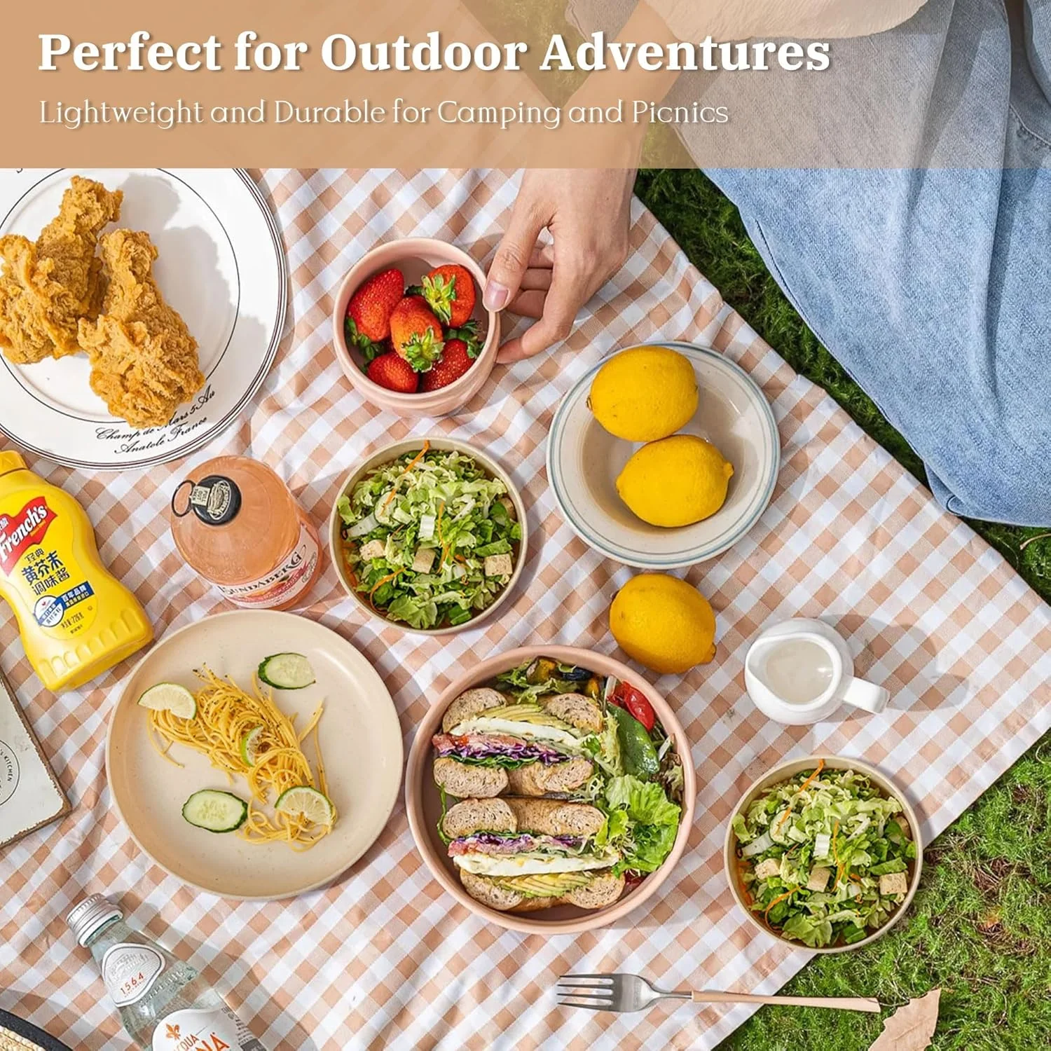 ست بشقاب و کاسه کاه گندم، ست ظروف غذاخوری پلاستیکی 8 تکه قابل استفاده مجدد، قابل استفاده در مایکروویو و ماشین ظرفشویی، ست ظروف نشکن برای RV، کمپینگ، پیک نیک، خوابگاه (بژ) ست بشقاب و کاسه کاه گندم، ست ظروف غذاخوری پلاستیکی 8 تکه قابل استفاده مجدد، قابل استفاده در مایکروویو و ماشین ظرفشویی، ست ظروف نشکن برای RV، کمپینگ، پیک نیک، خوابگاه (بژ)