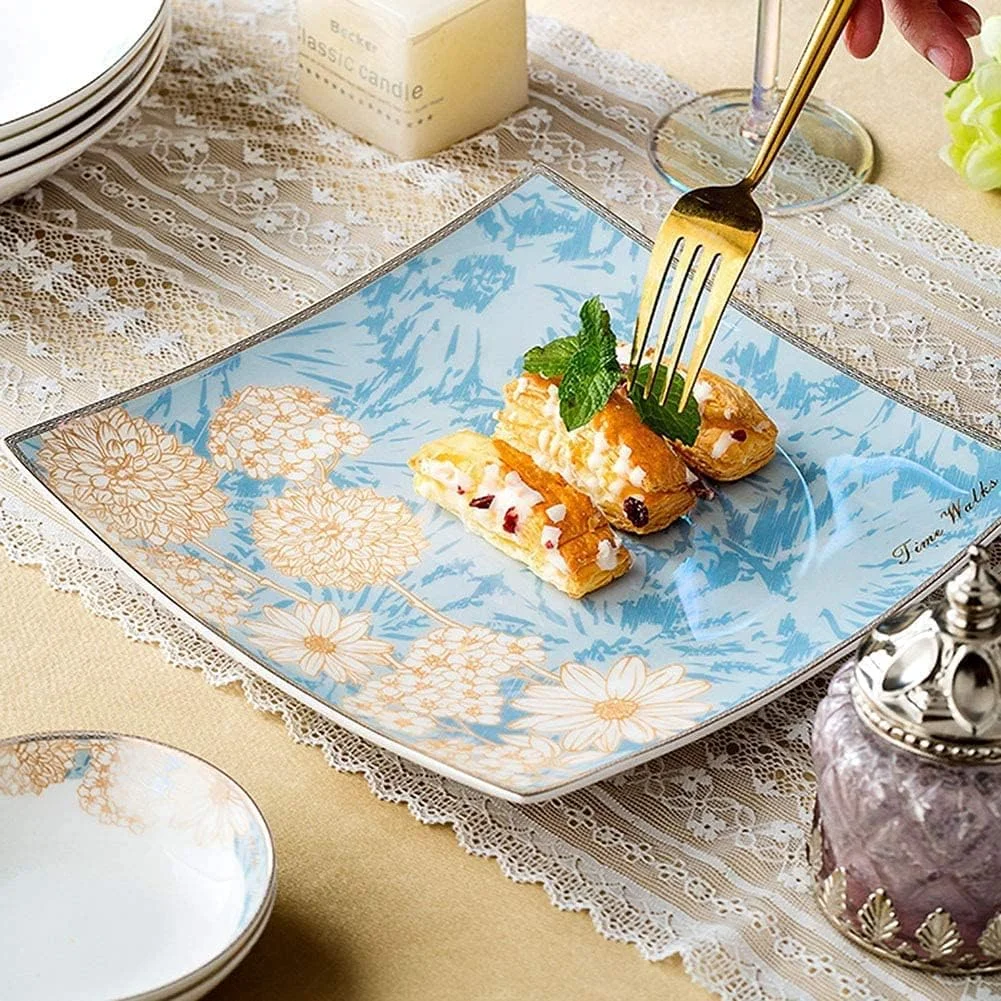 سرویس غذاخوری برای رستوران لوکس و منزل، سرویس ظروف غذاخوری لوکس چینی، ست 60 پارچه ظروف سرامیکی دست ساز کاخ چینی