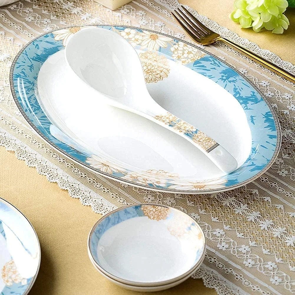 سرویس غذاخوری برای رستوران لوکس و منزل، سرویس ظروف غذاخوری لوکس چینی، ست 60 پارچه ظروف سرامیکی دست ساز کاخ چینی
