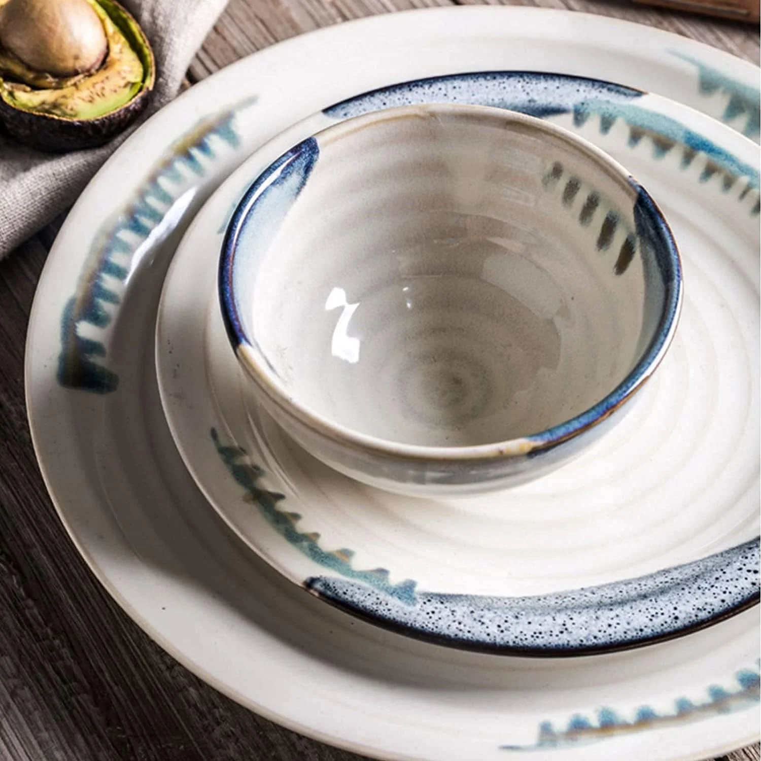 سرویس غذاخوری برای رستوران لوکس و منزل، سرویس های غذاخوری سرامیکی، ست ترکیبی ظروف غذاخوری به سبک ژاپنی 28 تکه | بشقاب استیک چینی