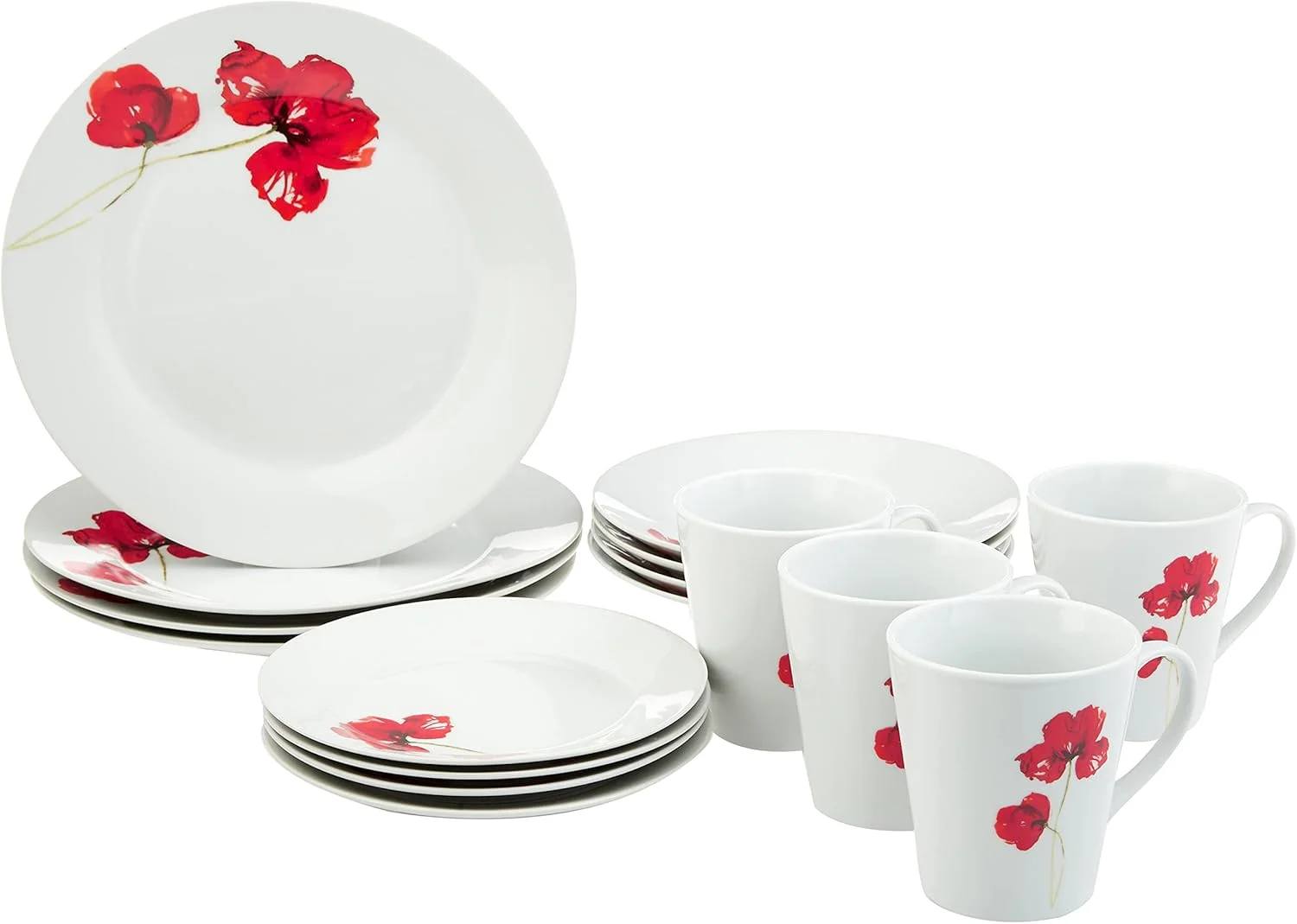 سرویس غذاخوری چینی استخوانی روبی پاپی Safdie & Co. HK01927 با لبه گرد، سفید سرویس غذاخوری چینی استخوانی روبی پاپی Safdie & Co. HK01927 با لبه گرد، سفید