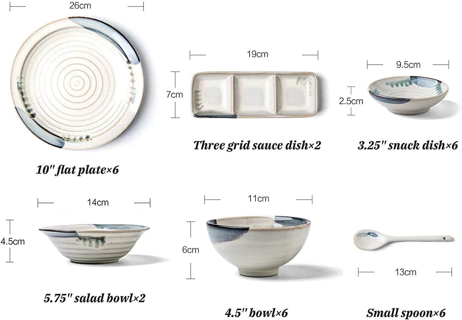 سرویس غذاخوری برای رستوران لوکس و منزل، سرویس های غذاخوری سرامیکی، ست ترکیبی ظروف غذاخوری به سبک ژاپنی 28 تکه | بشقاب استیک چینی