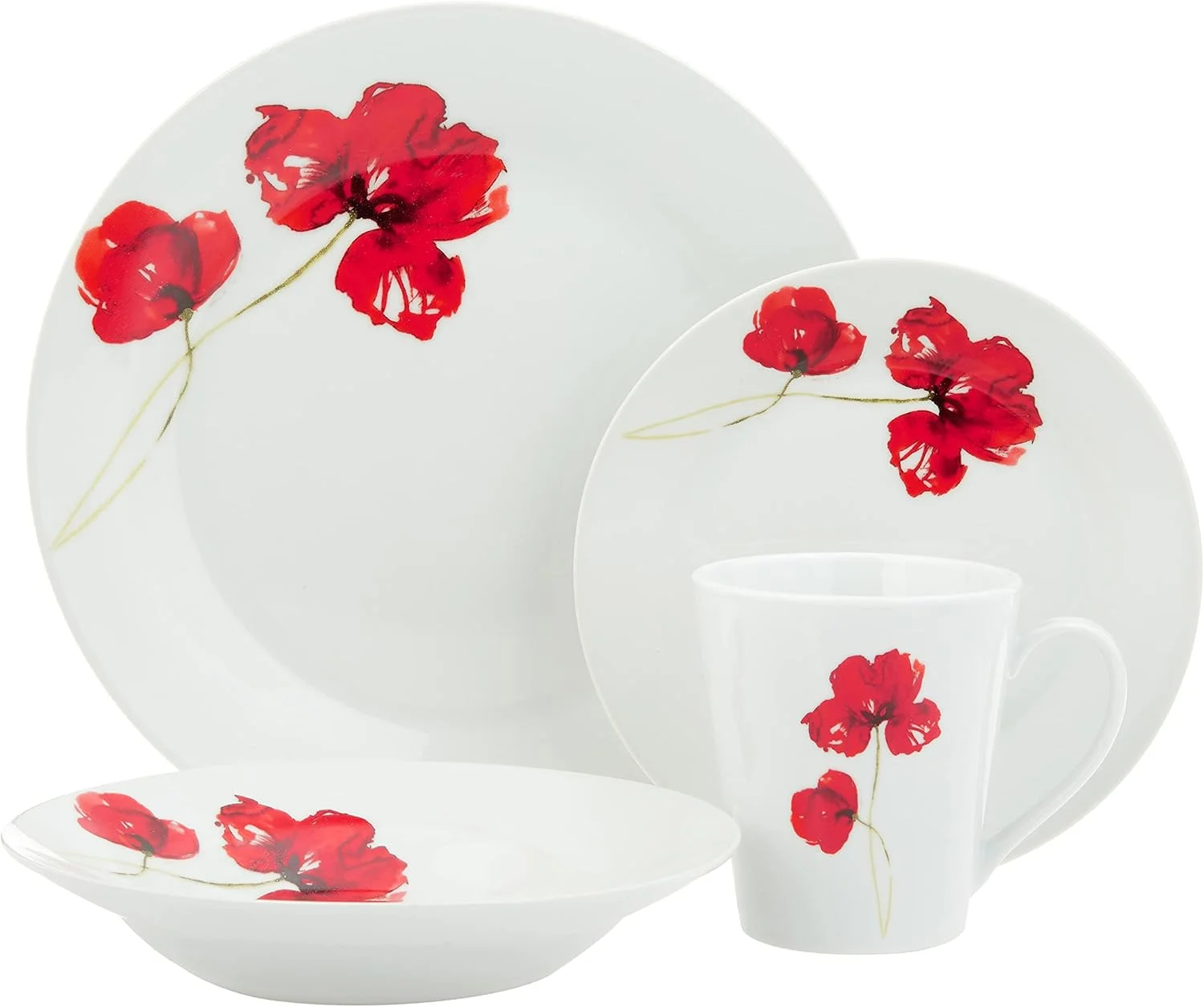 سرویس غذاخوری چینی استخوانی روبی پاپی Safdie & Co. HK01927 با لبه گرد، سفید سرویس غذاخوری چینی استخوانی روبی پاپی Safdie & Co. HK01927 با لبه گرد، سفید