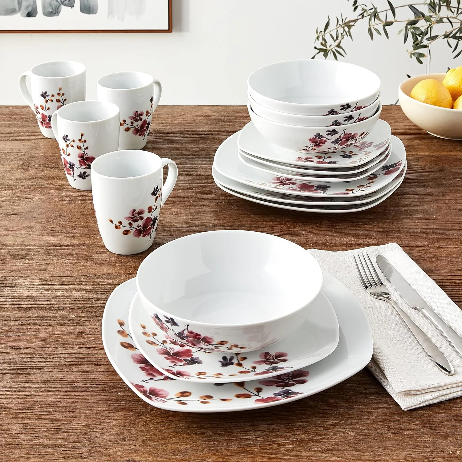 سرویس غذاخوری مدرن بلوم Safdie & Co. HK02323، چینی استخوانی، سفید سرویس غذاخوری مدرن بلوم Safdie & Co. HK02323، چینی استخوانی، سفید