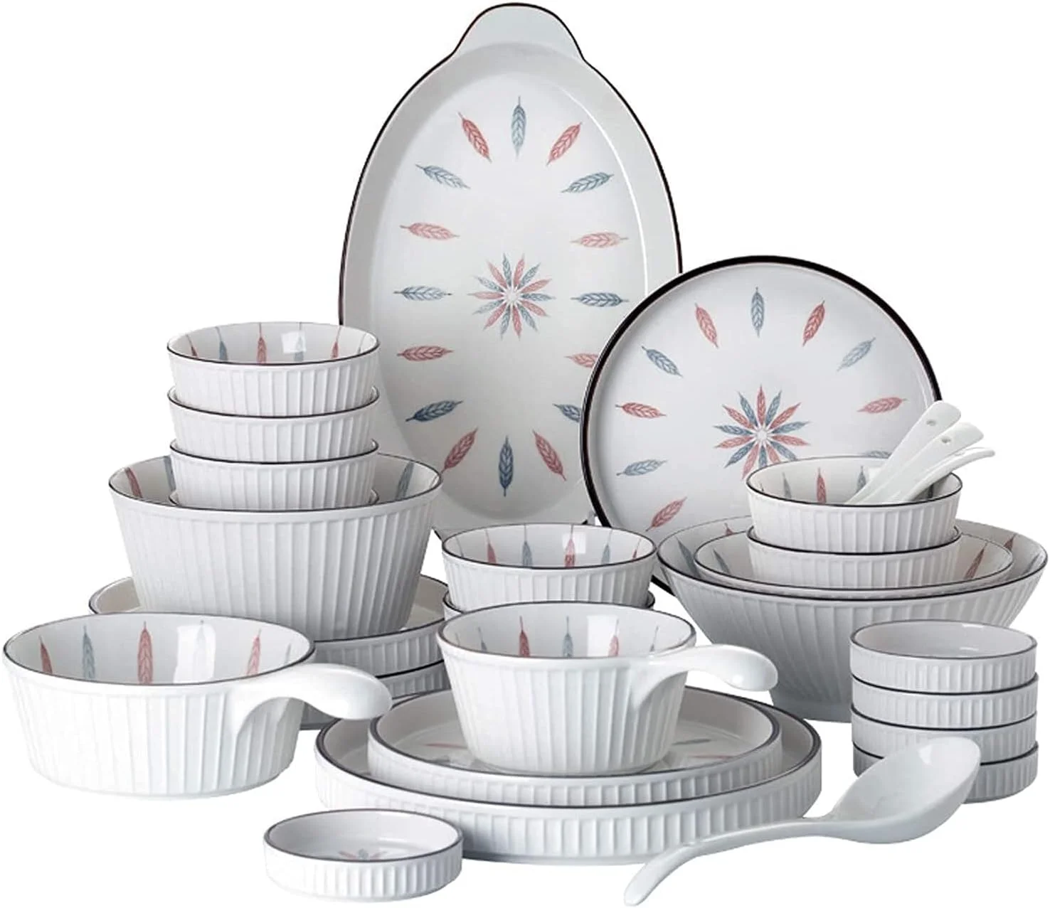 سرویس ظروف غذاخوری ویژه رستورانی، ست ظروف مهمانی، ست ظروف سرامیکی، 54 تکه شامل کاسه غلات و بشقاب استیک - ست ظروف غذاخوری به سبک ژاپنی از جنس چینی سرویس ظروف غذاخوری ویژه رستورانی، ست ظروف مهمانی، ست ظروف سرامیکی، 54 تکه شامل کاسه غلات و بشقاب استیک - ست ظروف غذاخوری به سبک ژاپنی از جنس چینی