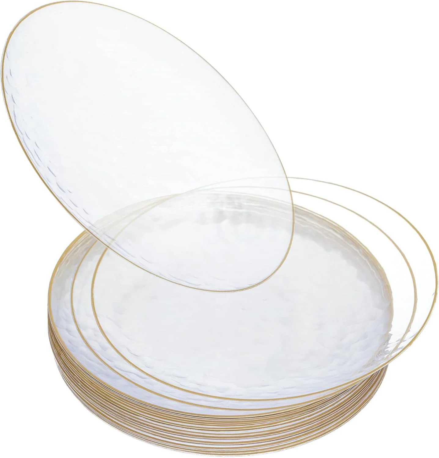 استکبلز ~ بسته 20 عددی بشقاب مهمانی ~ بشقاب گرد چکش خورده شفاف 7 اینچی با لبه طلایی ~ ست ظروف غذاخوری سبک وزن و شیک قابل استفاده مجدد ~ ظروف چند منظوره سالاد، نان و کره استکبلز ~ بسته 20 عددی بشقاب مهمانی ~ بشقاب گرد چکش خورده شفاف 7 اینچی با لبه طلایی ~ ست ظروف غذاخوری سبک وزن و شیک قابل استفاده مجدد ~ ظروف چند منظوره سالاد، نان و کره