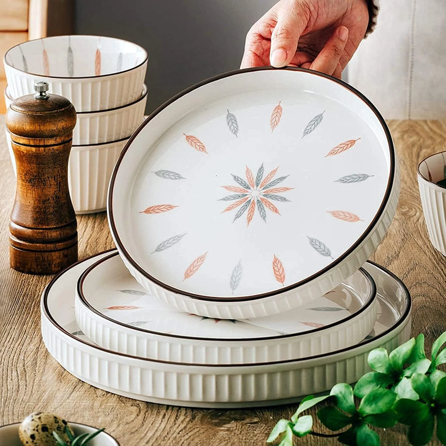 سرویس ظروف غذاخوری ویژه رستورانی، ست ظروف مهمانی، ست ظروف سرامیکی، 54 تکه شامل کاسه غلات و بشقاب استیک - ست ظروف غذاخوری به سبک ژاپنی از جنس چینی سرویس ظروف غذاخوری ویژه رستورانی، ست ظروف مهمانی، ست ظروف سرامیکی، 54 تکه شامل کاسه غلات و بشقاب استیک - ست ظروف غذاخوری به سبک ژاپنی از جنس چینی