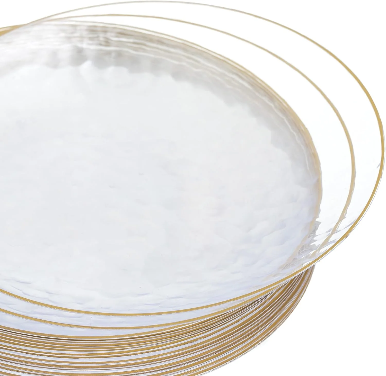 استکبلز ~ بسته 20 عددی بشقاب مهمانی ~ بشقاب گرد چکش خورده شفاف 7 اینچی با لبه طلایی ~ ست ظروف غذاخوری سبک وزن و شیک قابل استفاده مجدد ~ ظروف چند منظوره سالاد، نان و کره استکبلز ~ بسته 20 عددی بشقاب مهمانی ~ بشقاب گرد چکش خورده شفاف 7 اینچی با لبه طلایی ~ ست ظروف غذاخوری سبک وزن و شیک قابل استفاده مجدد ~ ظروف چند منظوره سالاد، نان و کره