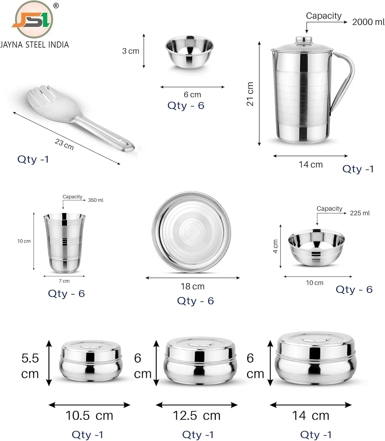 سرویس غذاخوری استیل سنگین 61 پارچه JSI®، با روکش نقره ای، سرویس ظروف با کیفیت بالا برای آشپزخانه | ایده آل برای هدیه دادن و پذیرایی | طراحی ممتاز سرویس غذاخوری استیل سنگین 61 پارچه JSI®، با روکش نقره ای، سرویس ظروف با کیفیت بالا برای آشپزخانه | ایده آل برای هدیه دادن و پذیرایی | طراحی ممتاز