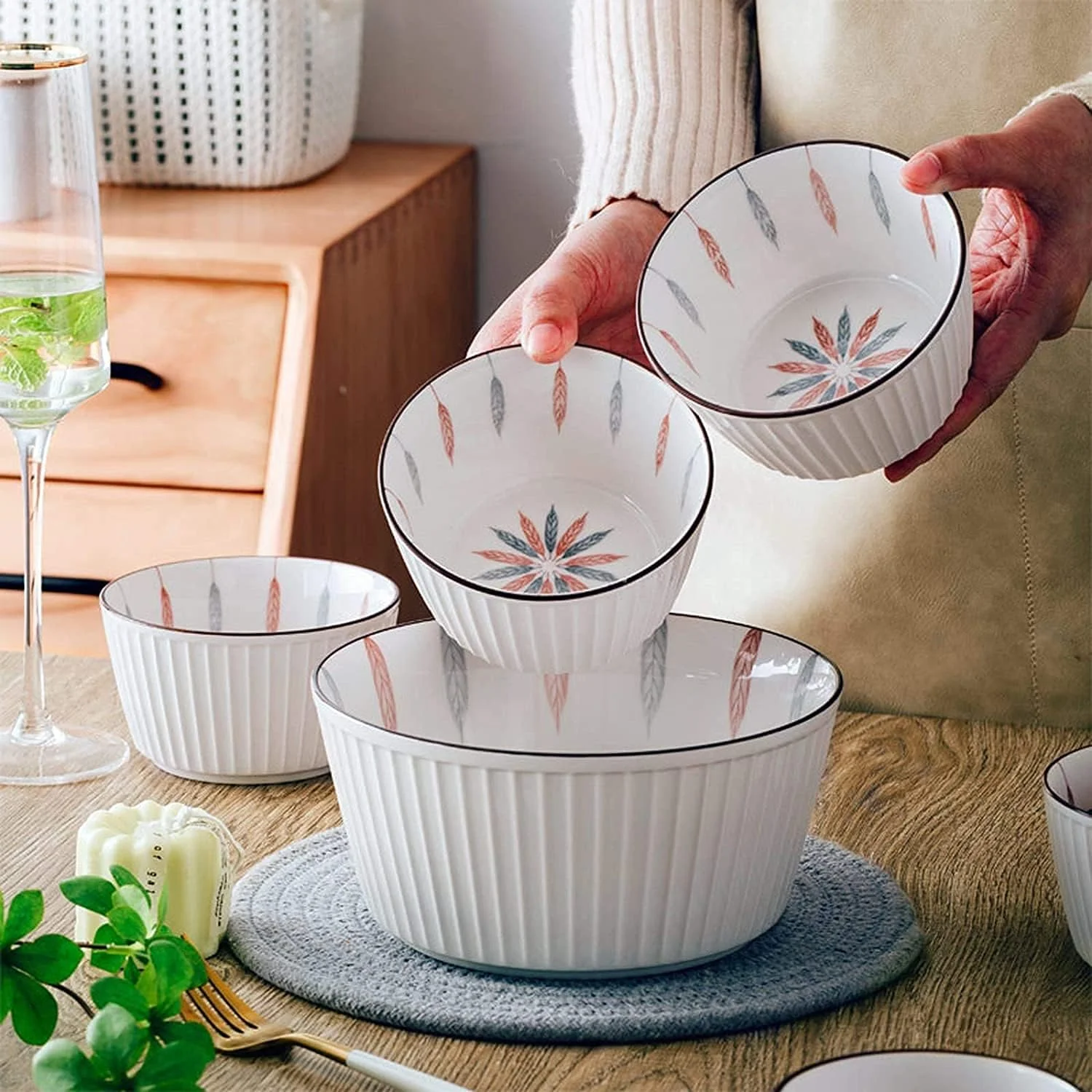 سرویس ظروف غذاخوری ویژه رستورانی، ست ظروف مهمانی، ست ظروف سرامیکی، 54 تکه شامل کاسه غلات و بشقاب استیک - ست ظروف غذاخوری به سبک ژاپنی از جنس چینی سرویس ظروف غذاخوری ویژه رستورانی، ست ظروف مهمانی، ست ظروف سرامیکی، 54 تکه شامل کاسه غلات و بشقاب استیک - ست ظروف غذاخوری به سبک ژاپنی از جنس چینی