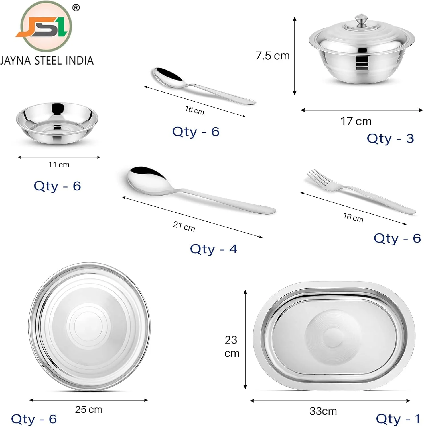 سرویس غذاخوری استیل سنگین 61 پارچه JSI®، با روکش نقره ای، سرویس ظروف با کیفیت بالا برای آشپزخانه | ایده آل برای هدیه دادن و پذیرایی | طراحی ممتاز سرویس غذاخوری استیل سنگین 61 پارچه JSI®، با روکش نقره ای، سرویس ظروف با کیفیت بالا برای آشپزخانه | ایده آل برای هدیه دادن و پذیرایی | طراحی ممتاز