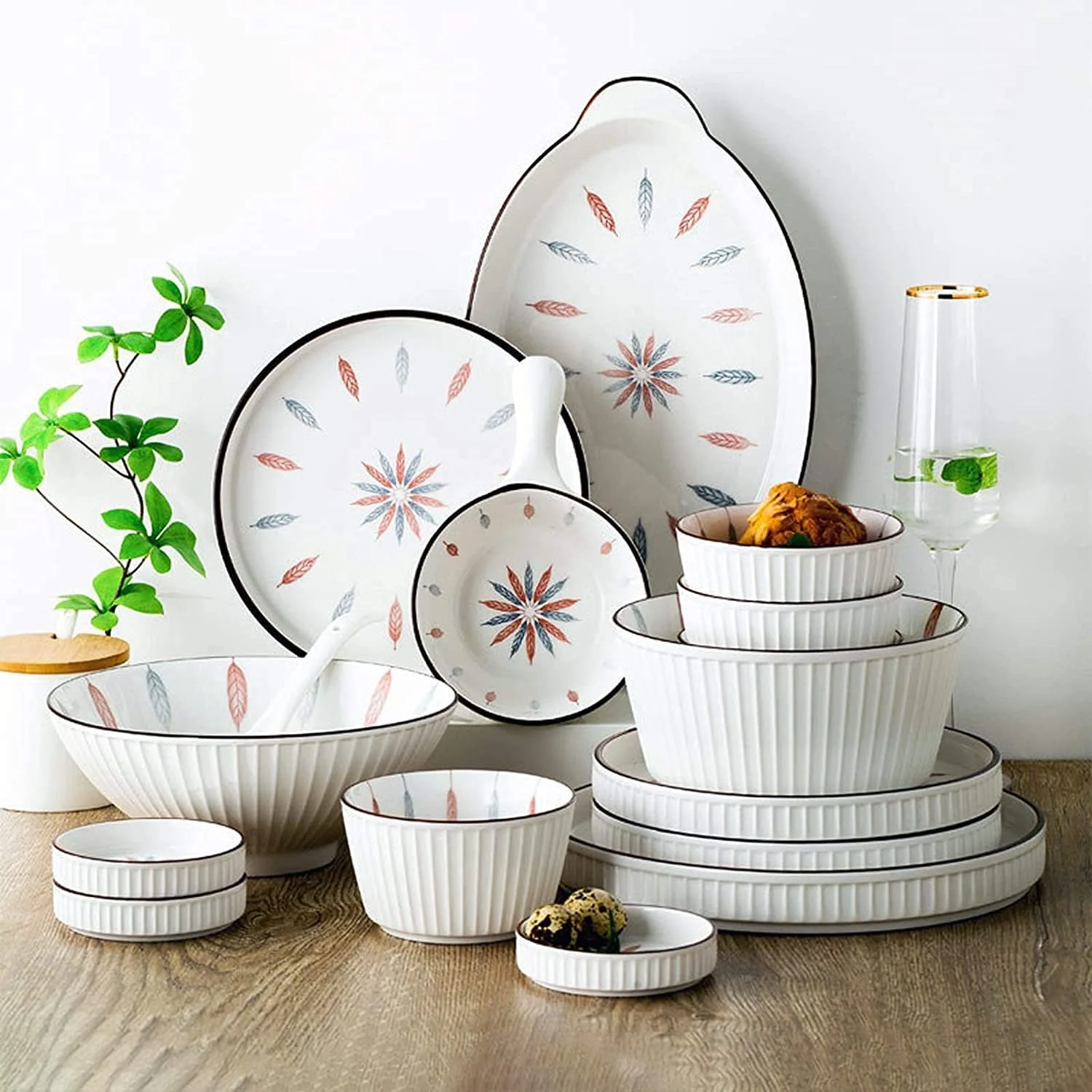 سرویس ظروف غذاخوری ویژه رستورانی، ست ظروف مهمانی، ست ظروف سرامیکی، 54 تکه شامل کاسه غلات و بشقاب استیک - ست ظروف غذاخوری به سبک ژاپنی از جنس چینی سرویس ظروف غذاخوری ویژه رستورانی، ست ظروف مهمانی، ست ظروف سرامیکی، 54 تکه شامل کاسه غلات و بشقاب استیک - ست ظروف غذاخوری به سبک ژاپنی از جنس چینی