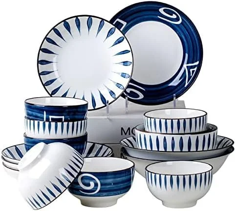 ست ظروف غذاخوری سنگی، ست ظروف شام سرامیکی، ست ظروف غذاخوری، ست کاسه و بشقاب چینی 18 تکه، ست ترکیبی ظروف غذاخوری بشقاب/کاسه/قاشق