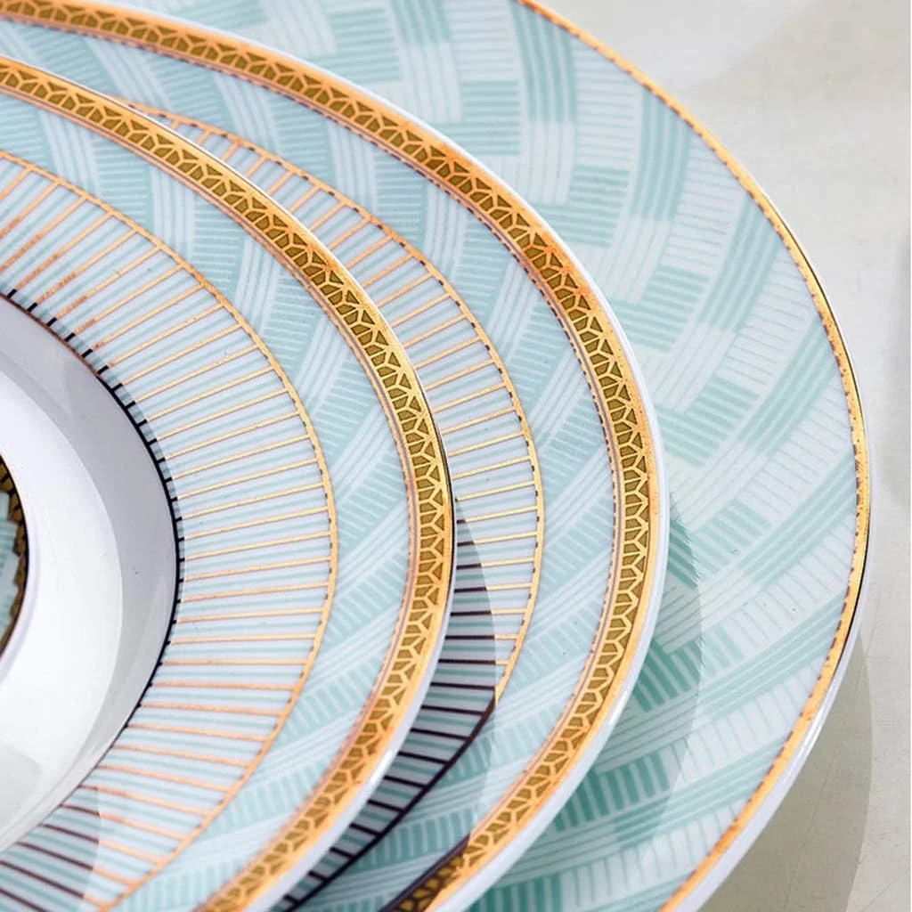 ست ظروف شام شیک، ست های شام سرامیکی، ست 46 تکه ظروف غذاخوری چینی استخوانی شامل بشقاب/کاسه/قابلمه سوپ قابل استفاده روی شعله مستقیم - ست ترکیبی چینی برای هدایای عروسی