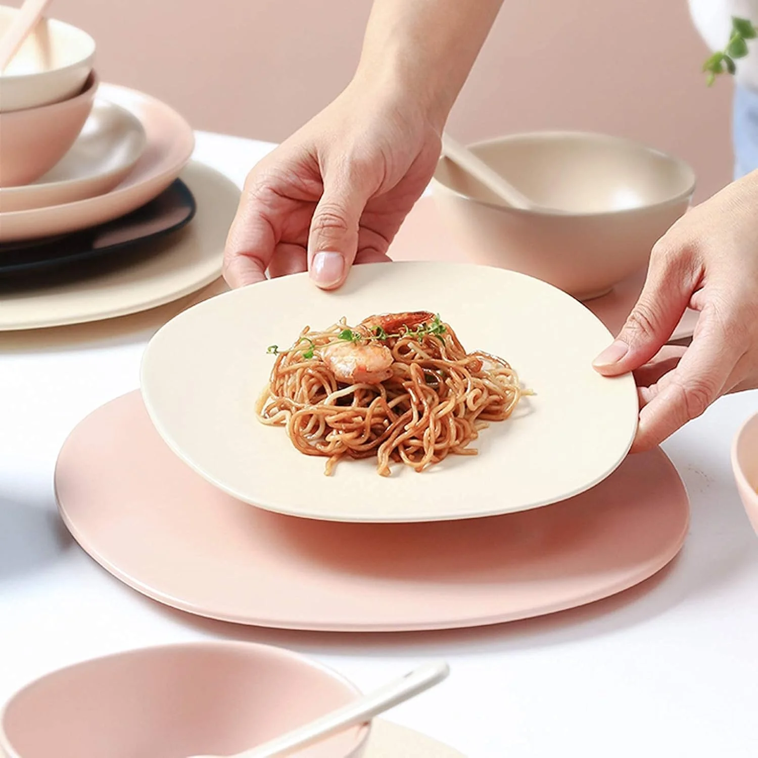 بشقاب های شام شیک، ست های شام سرامیکی، ست ظروف غذاخوری چینی مراندی 42 پارچه | کاسه غلات مات و ست بشقاب استیک