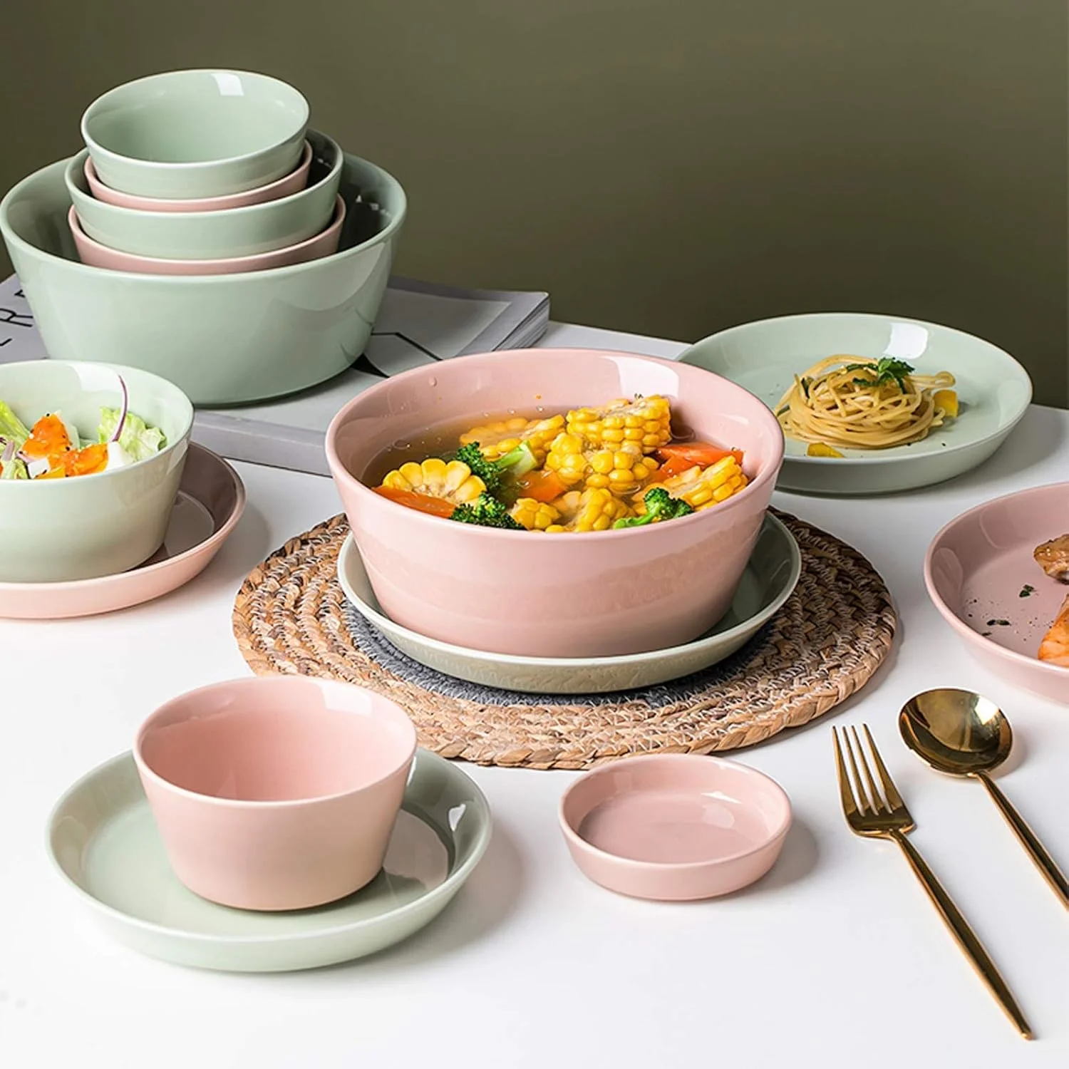 بشقاب های شام شیک، ست های شام سرامیکی، ست ظروف غذاخوری چینی به سبک نوردیک