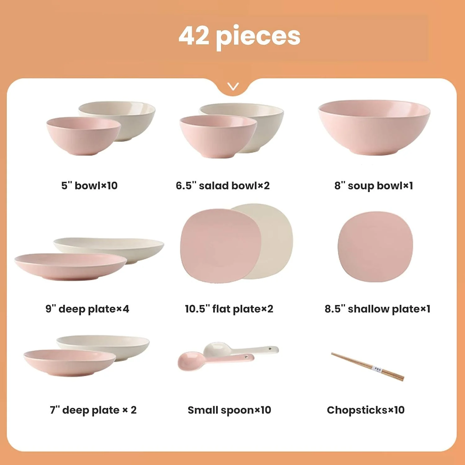 بشقاب های شام شیک، ست های شام سرامیکی، ست ظروف غذاخوری چینی مراندی 42 پارچه | کاسه غلات مات و ست بشقاب استیک