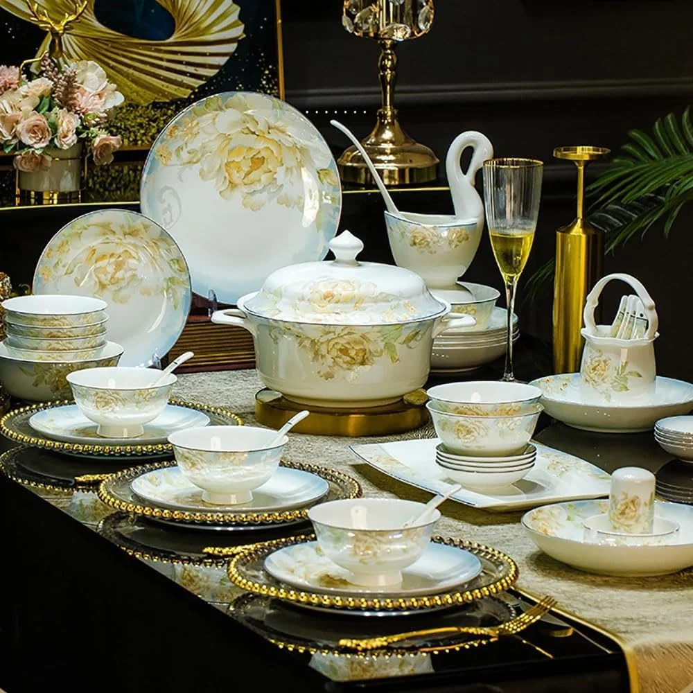 سرویس ظروف غذاخوری 60 پارچه با طرح گل، شامل بشقاب، قاشق، سینی، ظروف چینی، کارد و چنگال، ست غذاخوری، کاسه، بشقاب، اثر هنری دست ساز، سرامیک، کاسه چینی جینگدهژن سرویس ظروف غذاخوری 60 پارچه با طرح گل، شامل بشقاب، قاشق، سینی، ظروف چینی، کارد و چنگال، ست غذاخوری، کاسه، بشقاب، اثر هنری دست ساز، سرامیک، کاسه چینی جینگدهژن