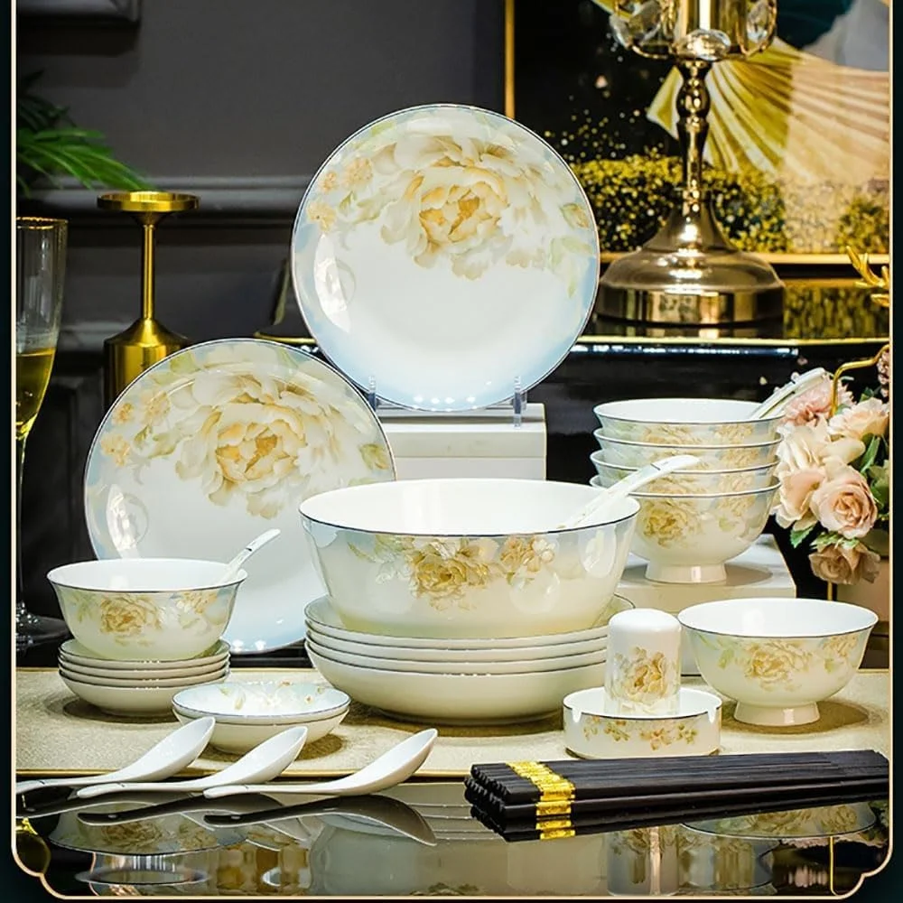 سرویس ظروف غذاخوری 60 پارچه با طرح گل، شامل بشقاب، قاشق، سینی، ظروف چینی، کارد و چنگال، ست غذاخوری، کاسه، بشقاب، اثر هنری دست ساز، سرامیک، کاسه چینی جینگدهژن سرویس ظروف غذاخوری 60 پارچه با طرح گل، شامل بشقاب، قاشق، سینی، ظروف چینی، کارد و چنگال، ست غذاخوری، کاسه، بشقاب، اثر هنری دست ساز، سرامیک، کاسه چینی جینگدهژن