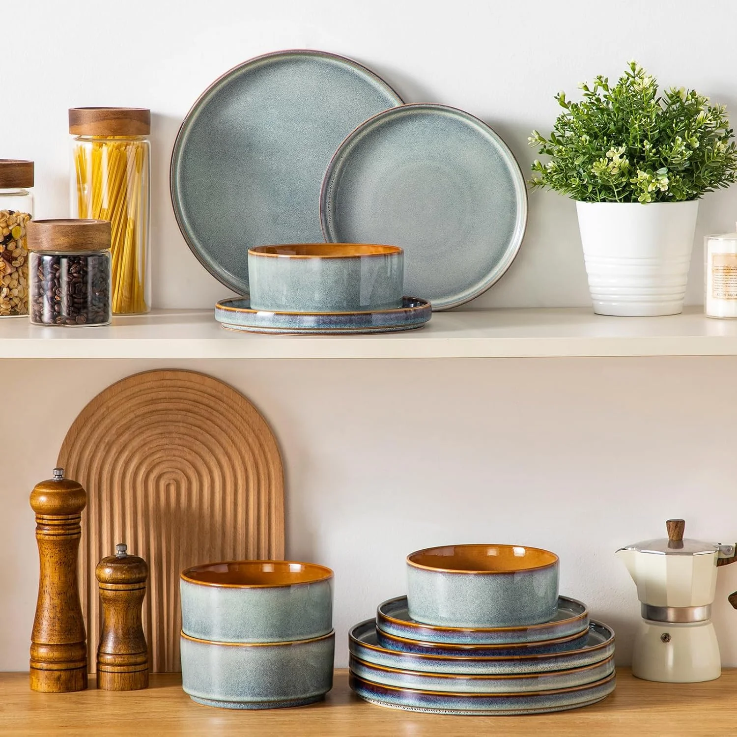 ست بشقاب و کاسه 12 پارچه وانکاسو مدل ONION، ست ظروف آبی روشن برای آشپزخانه ست بشقاب و کاسه 12 پارچه وانکاسو مدل ONION، ست ظروف آبی روشن برای آشپزخانه