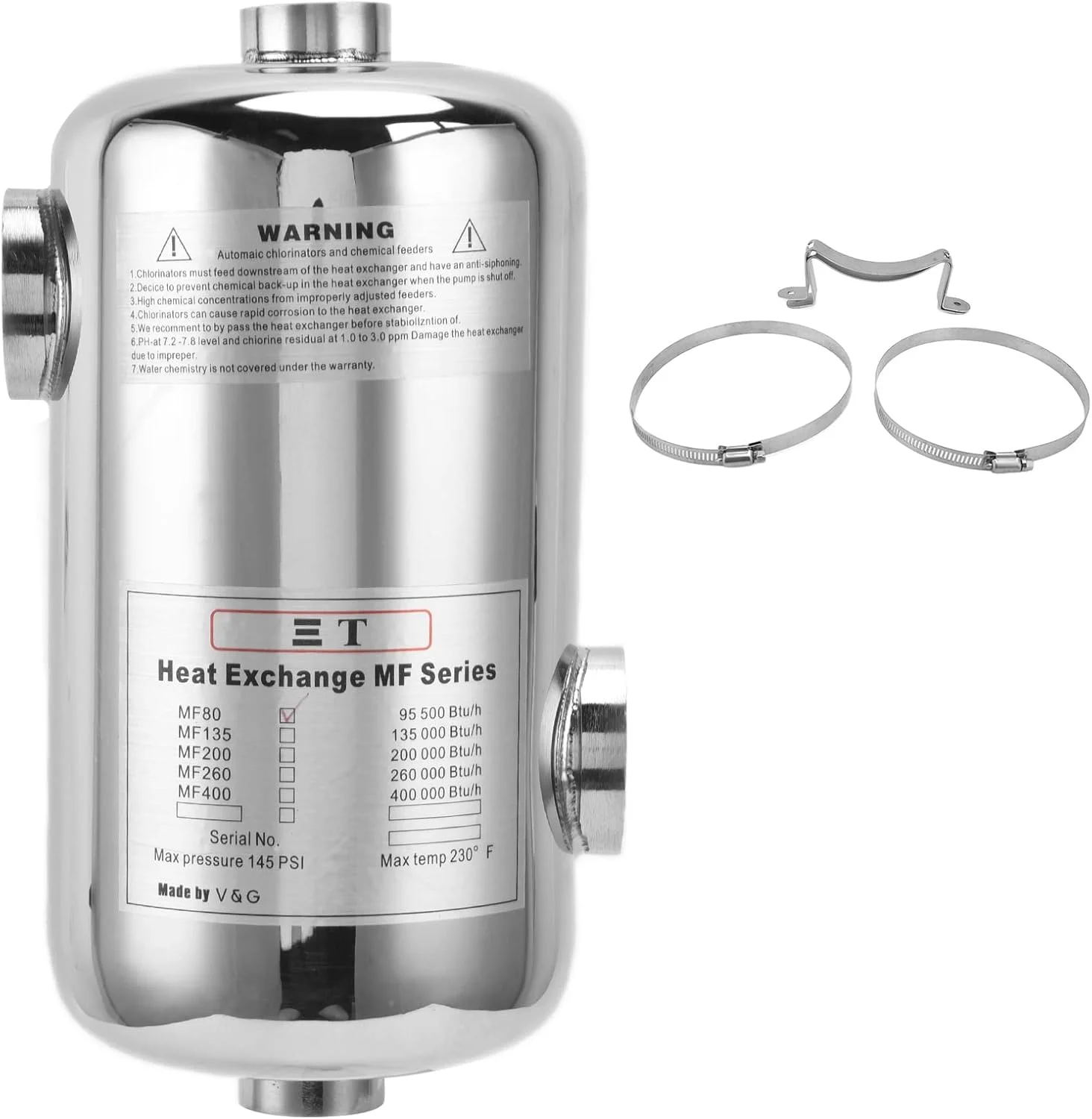 مبدل حرارتی استخر شنا Vomeko 25KW، بخاری دمای ثابت استیل ضد زنگ SPA، تجهیزات گرمایش گردش ترموستات برای لوازم استخر SPA