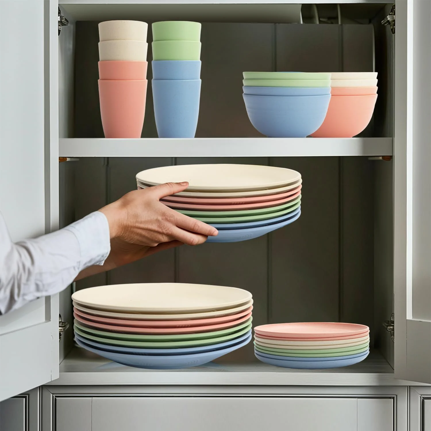 سرویس ظروف غذاخوری 40 پارچه Wrova از جنس کاه گندم، ست نشکن بشقاب و کاسه برای 8 نفر، قابل استفاده در مایکروویو و ماشین ظرفشویی، بشقاب غذاخوری/کاسه غلات/لیوان نوشیدنی برای آشپزخانه، کمپینگ - نوردیک سرویس ظروف غذاخوری 40 پارچه Wrova از جنس کاه گندم، ست نشکن بشقاب و کاسه برای 8 نفر، قابل استفاده در مایکروویو و ماشین ظرفشویی، بشقاب غذاخوری/کاسه غلات/لیوان نوشیدنی برای آشپزخانه، کمپینگ - نوردیک