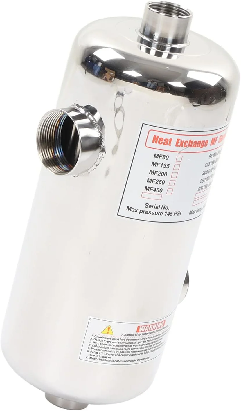 Vomeko 40KW Pool Heat Exchanger,Solar Heat Exchanger,Stainless Steel for Spa Solar Pool Heating Swimming Pool Heater