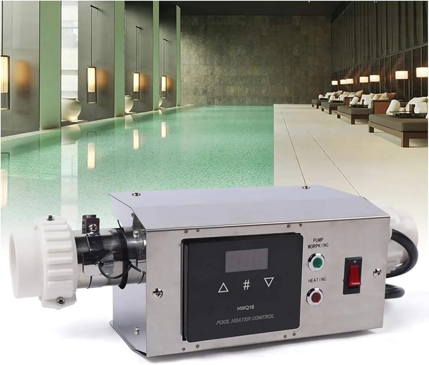 Swimming Pool Heat Pump, Swimming Pool Heater, 3kW Thermostat Heat Exchanger, Touch Screen Digital Display Controller, Bath Heat Pump for Spa Pools, Bathtubs