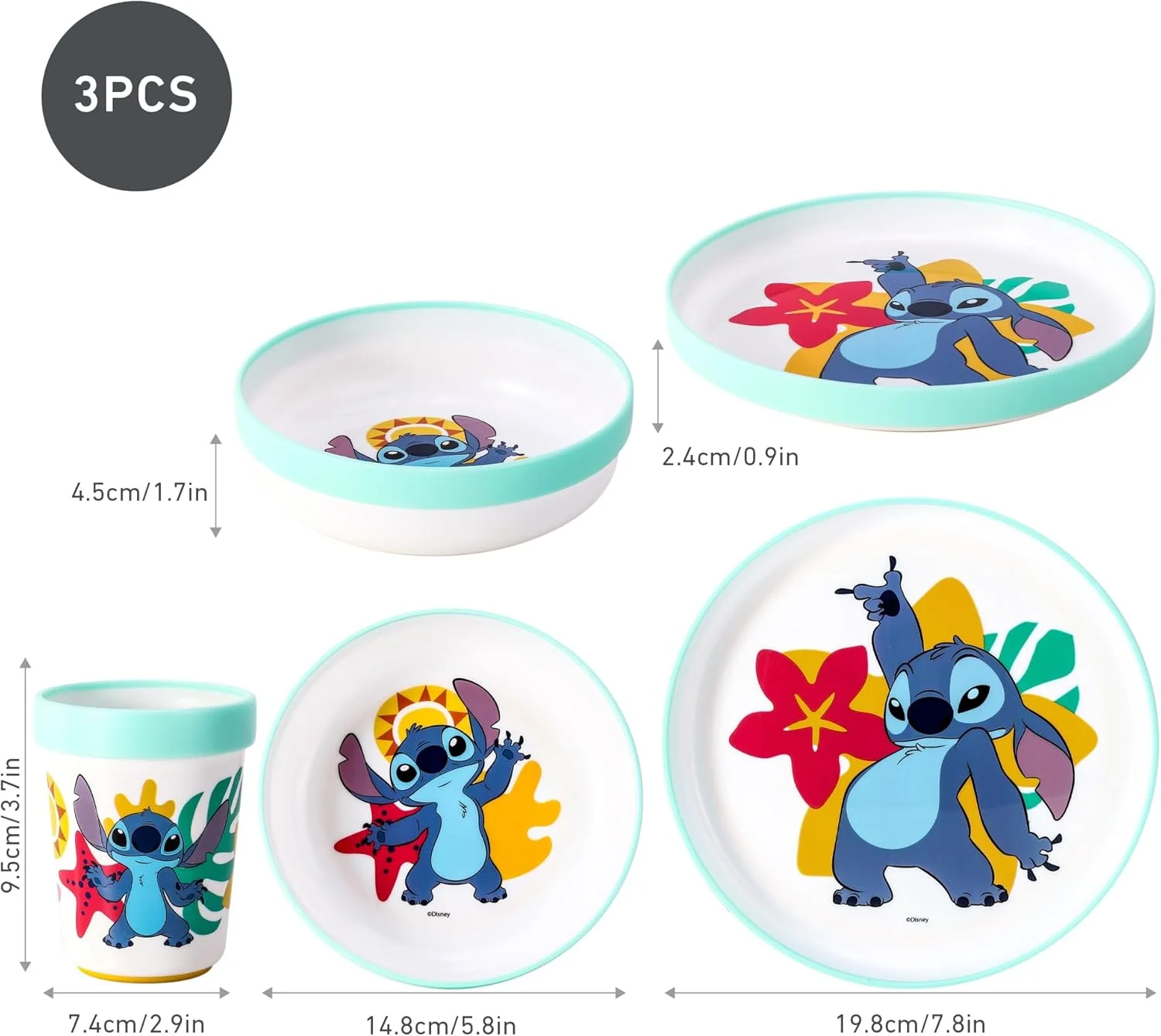 ظروف غذاخوری 6 تکه کودکانه استیچ Zawadi Global - بشقاب/کاسه/لیوان/چاقو/چنگال/قاشق - ست کارد و چنگال و ظروف غذاخوری کودکانه