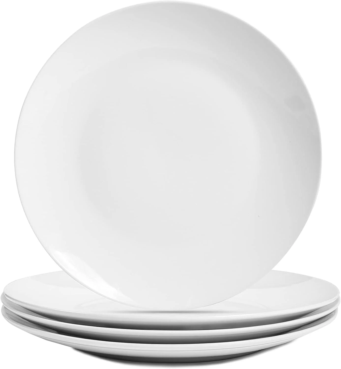 ست بشقاب غذاخوری چینی Yummost - ست ظروف سرامیکی 10.5 اینچی، شکل گرد، 4 عدد، سفید، مناسب برای مایکروویو