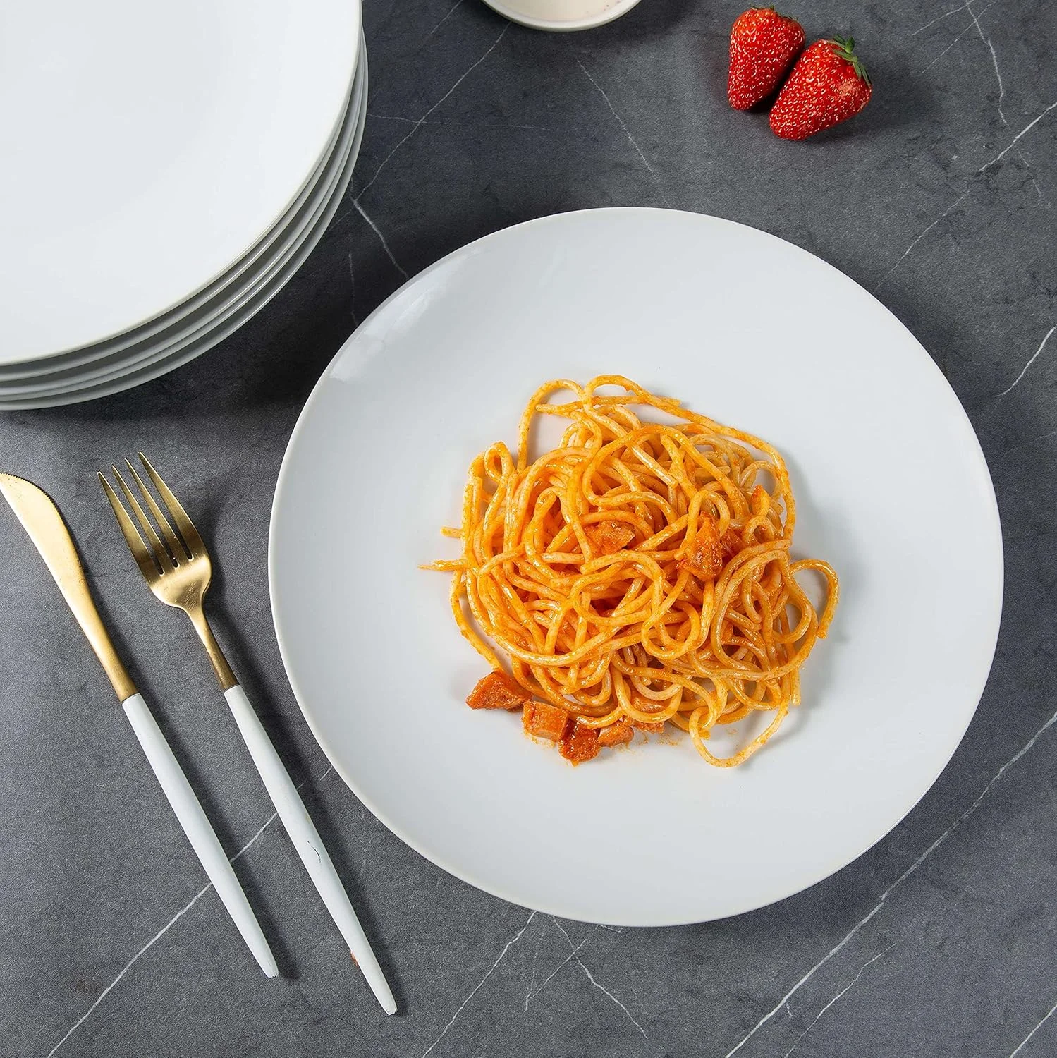 ست بشقاب غذاخوری چینی Yummost - ست ظروف سرامیکی 10.5 اینچی، شکل گرد، 4 عدد، سفید، مناسب برای مایکروویو ست بشقاب غذاخوری چینی Yummost - ست ظروف سرامیکی 10.5 اینچی، شکل گرد، 4 عدد، سفید، مناسب برای مایکروویو