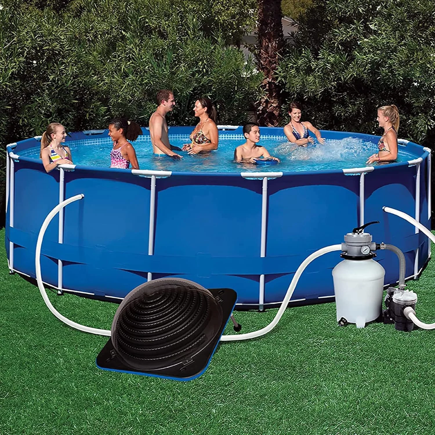 Swimming Pool Heaters, Solar Thermal Pool Heater Dome with Stands and Hose Connector, Solar Heater Pool Heating System Inground Pool Warmer Equipment