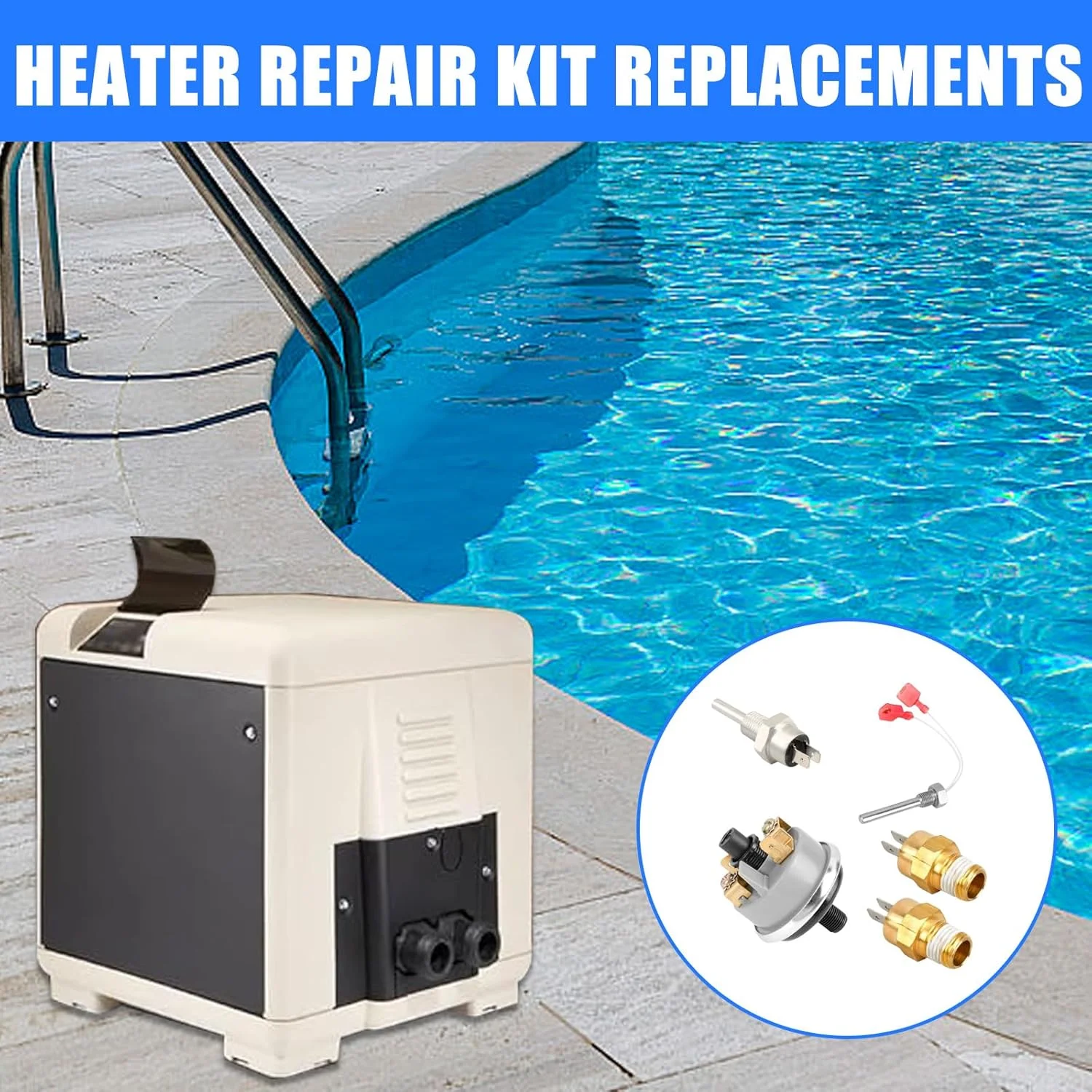 مجموعه تعمیر دستگاه گرمایش استخر، کاربرپسند، جایگزینی تعمیر بخاری استخر برای صاحبان با تجربه، مجموعه جایگزینی مهر و موم بخاری