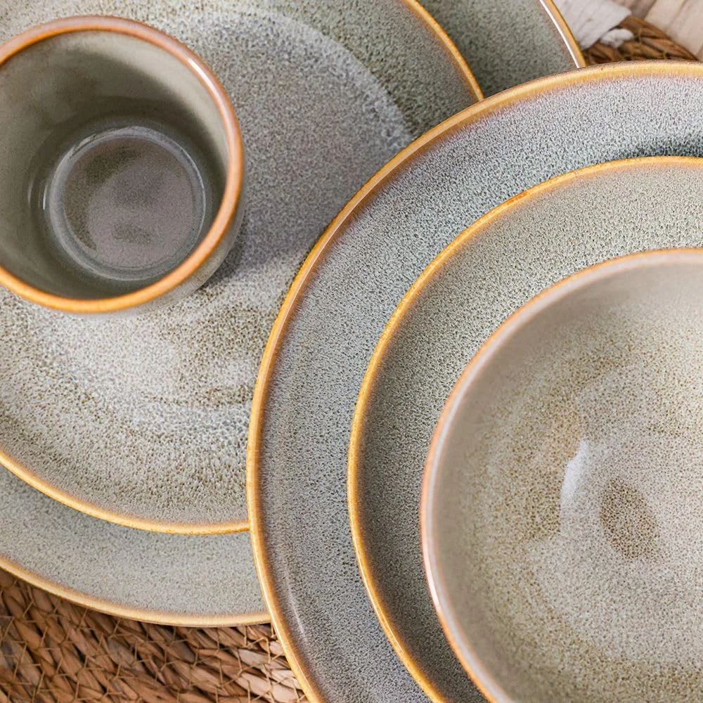 سرویس غذاخوری 16 پارچه چینی Youthful Bite با لعاب واکنش‌گرا، ظروف شیک برای 4 نفر شامل بشقاب، کاسه و فنجان، مناسب برای پذیرایی رسمی، مهمانی‌های خانگی و هدیه