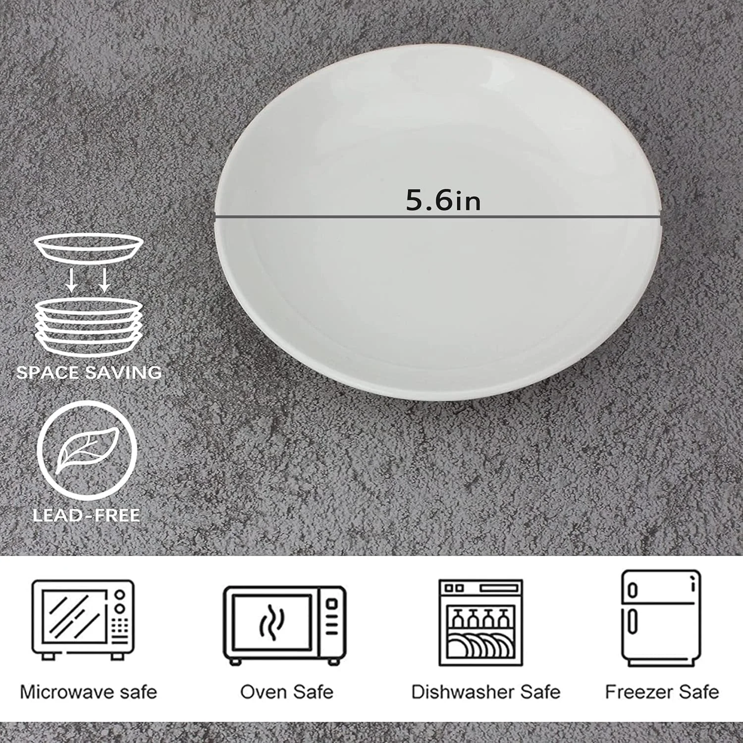 XINLTC ست 20 تایی بشقاب پیش غذا سرامیکی، ست بشقاب دسر کوچک 5.6 اینچی، بشقاب های گرد سفید برای نان، کره، اسنک، ست نعلبکی ظروف سبک وزن - عاجی، قابل استفاده در فر، مایکروویو و ماشین ظرفشویی